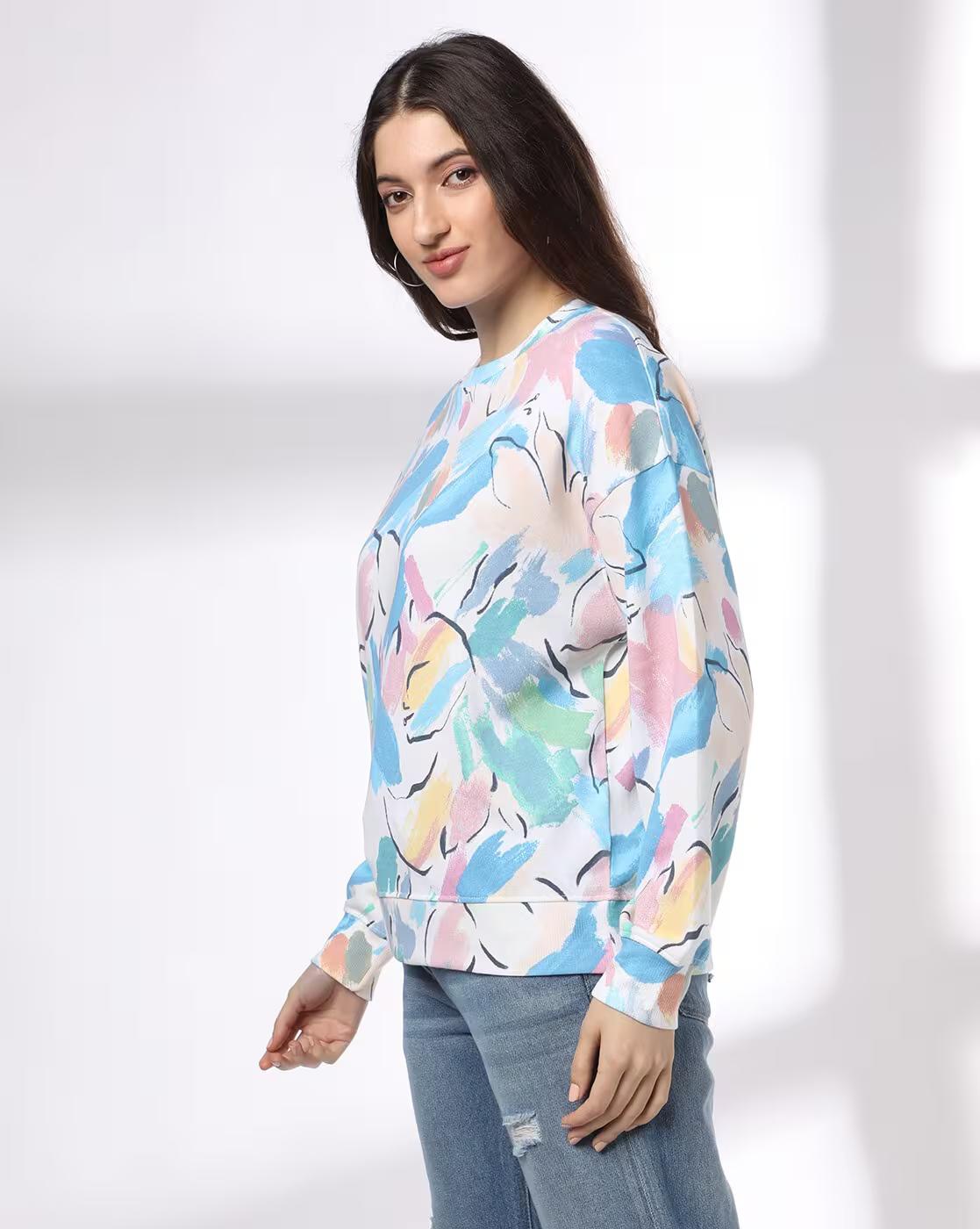 Women All-Over Print Boxy Fit Crew-Neck Sweatshirt