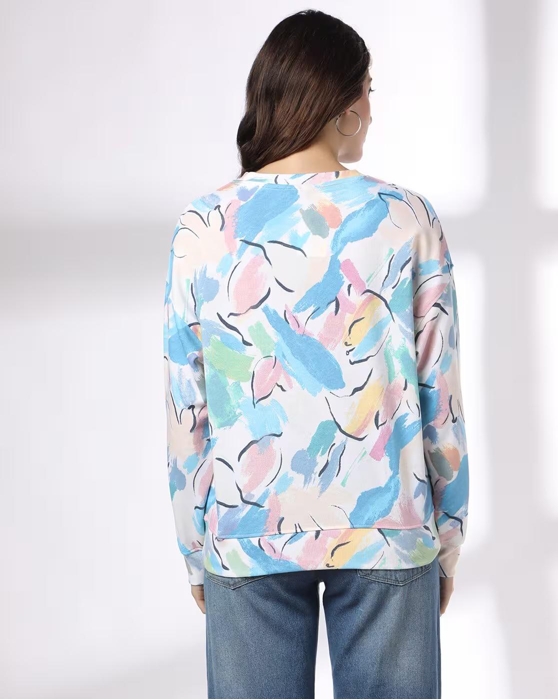Women All-Over Print Boxy Fit Crew-Neck Sweatshirt