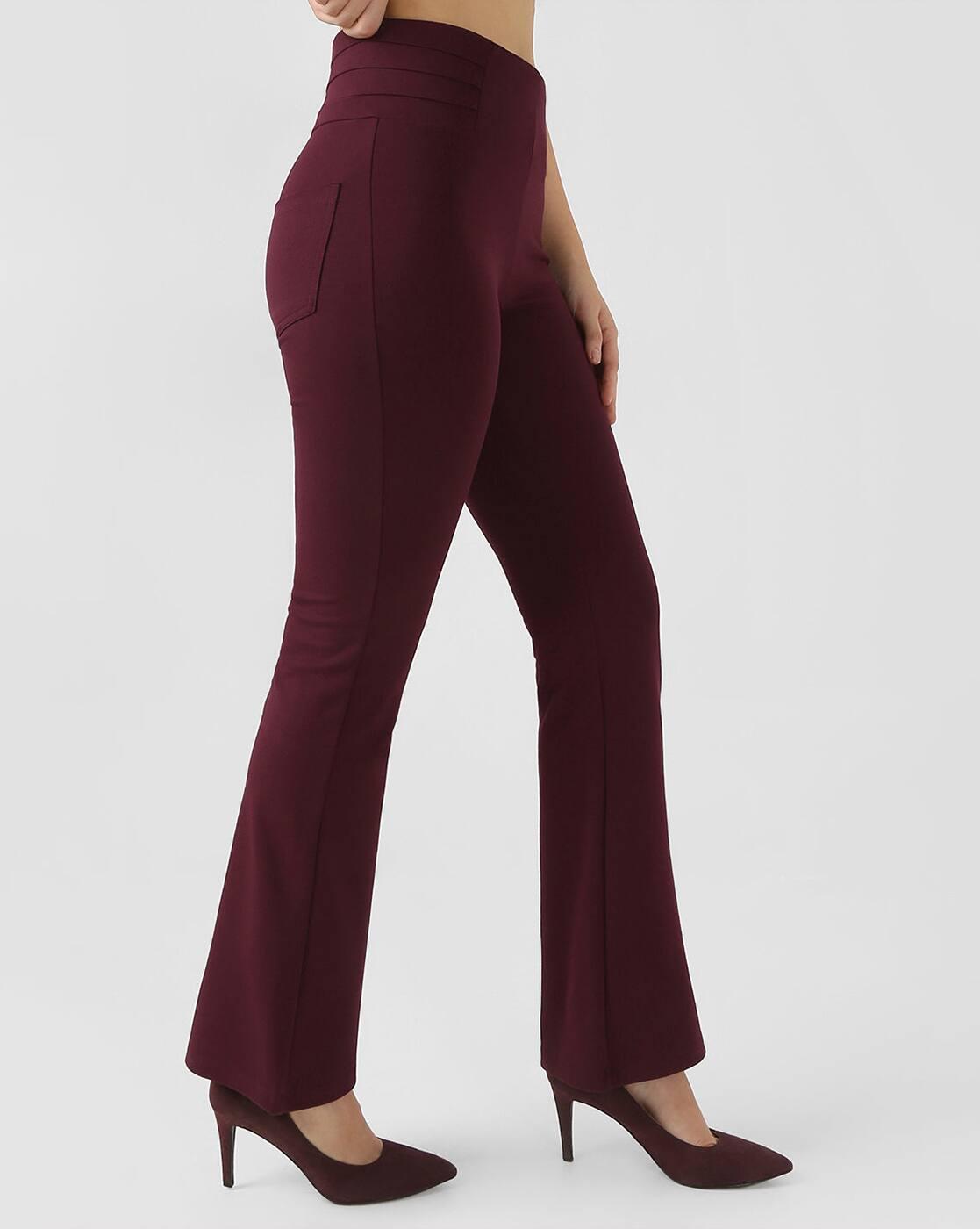 Women High-Rise Flat-Front Flared Trousers