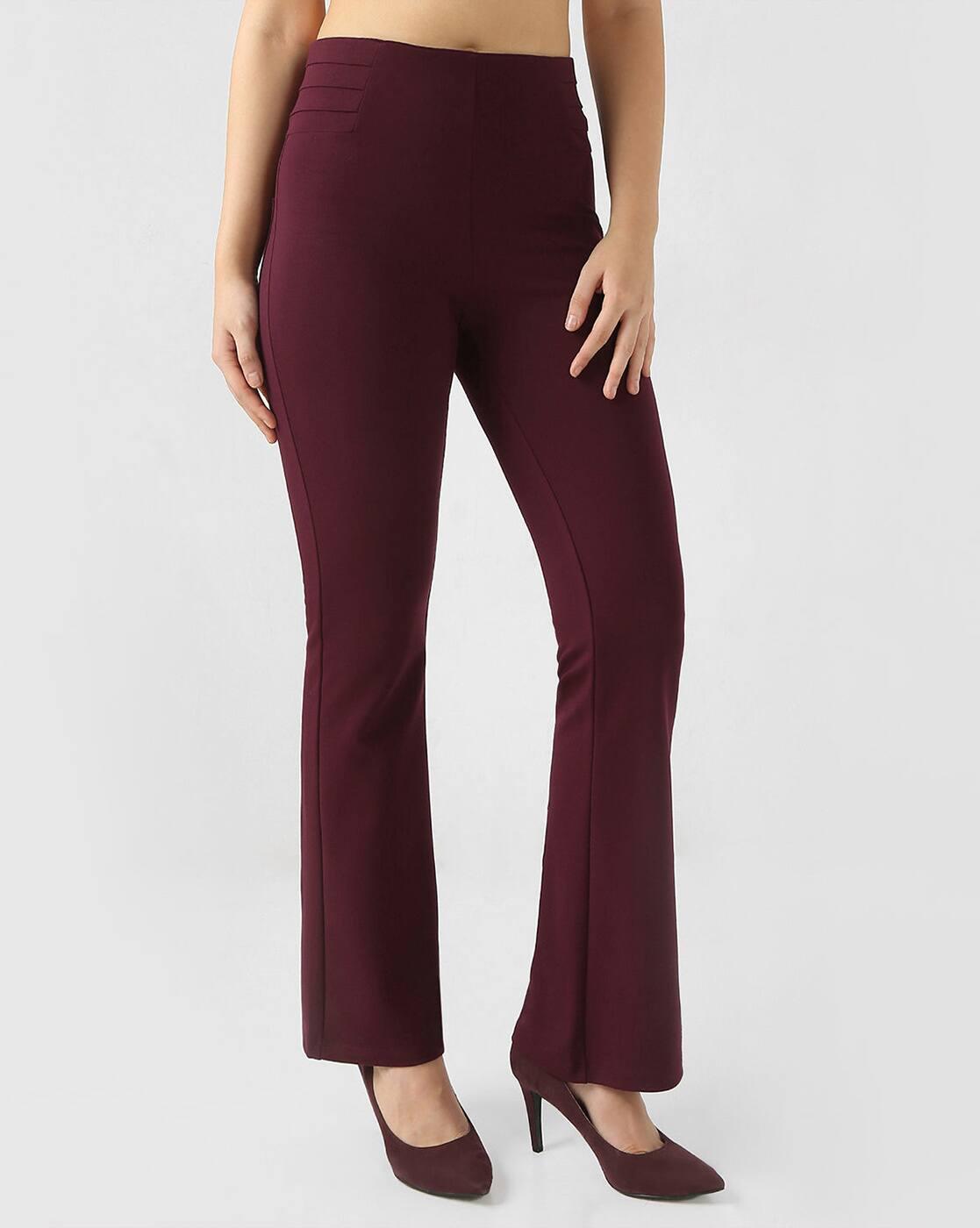 Women High-Rise Flat-Front Flared Trousers