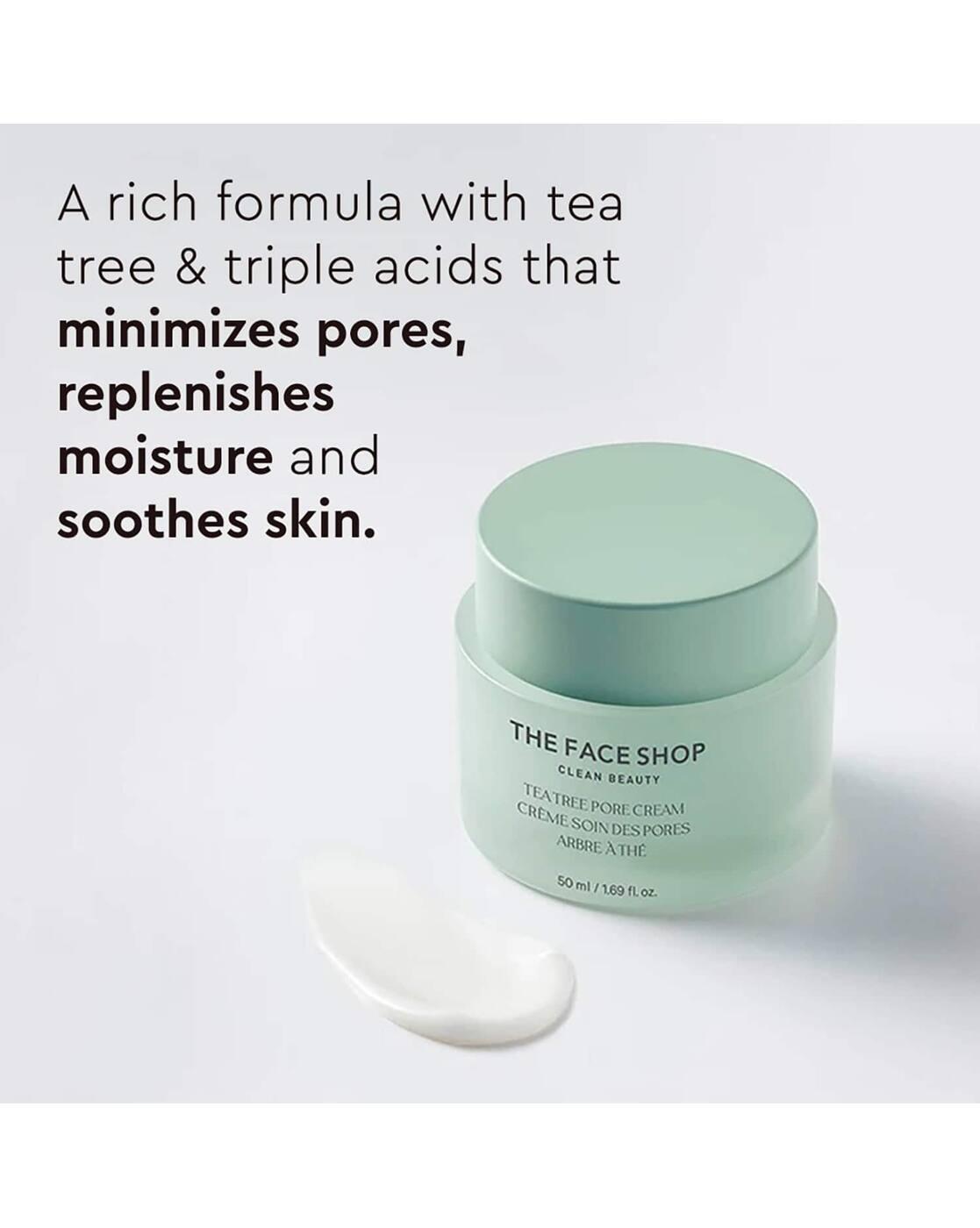 Tea Tree Pore Cream - Korean Salicylic Acid AHA & PHA Moisturizer for Acne