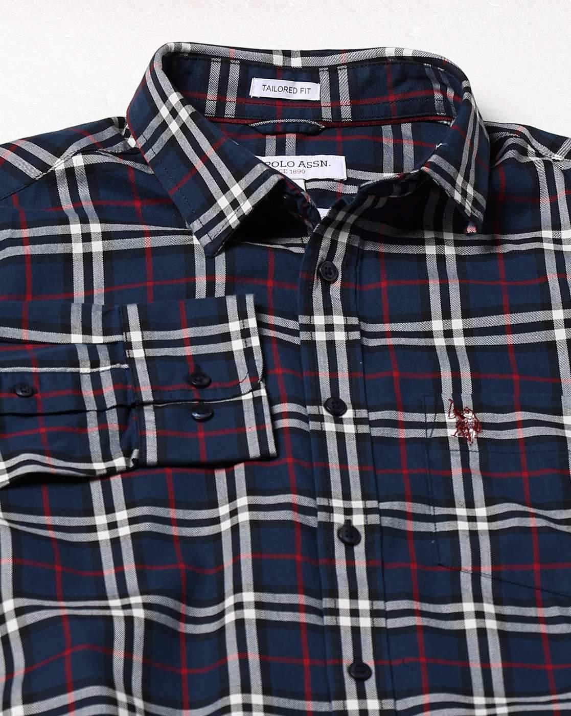 Men Checked Tailored Fit Shirt with Patch Pocket