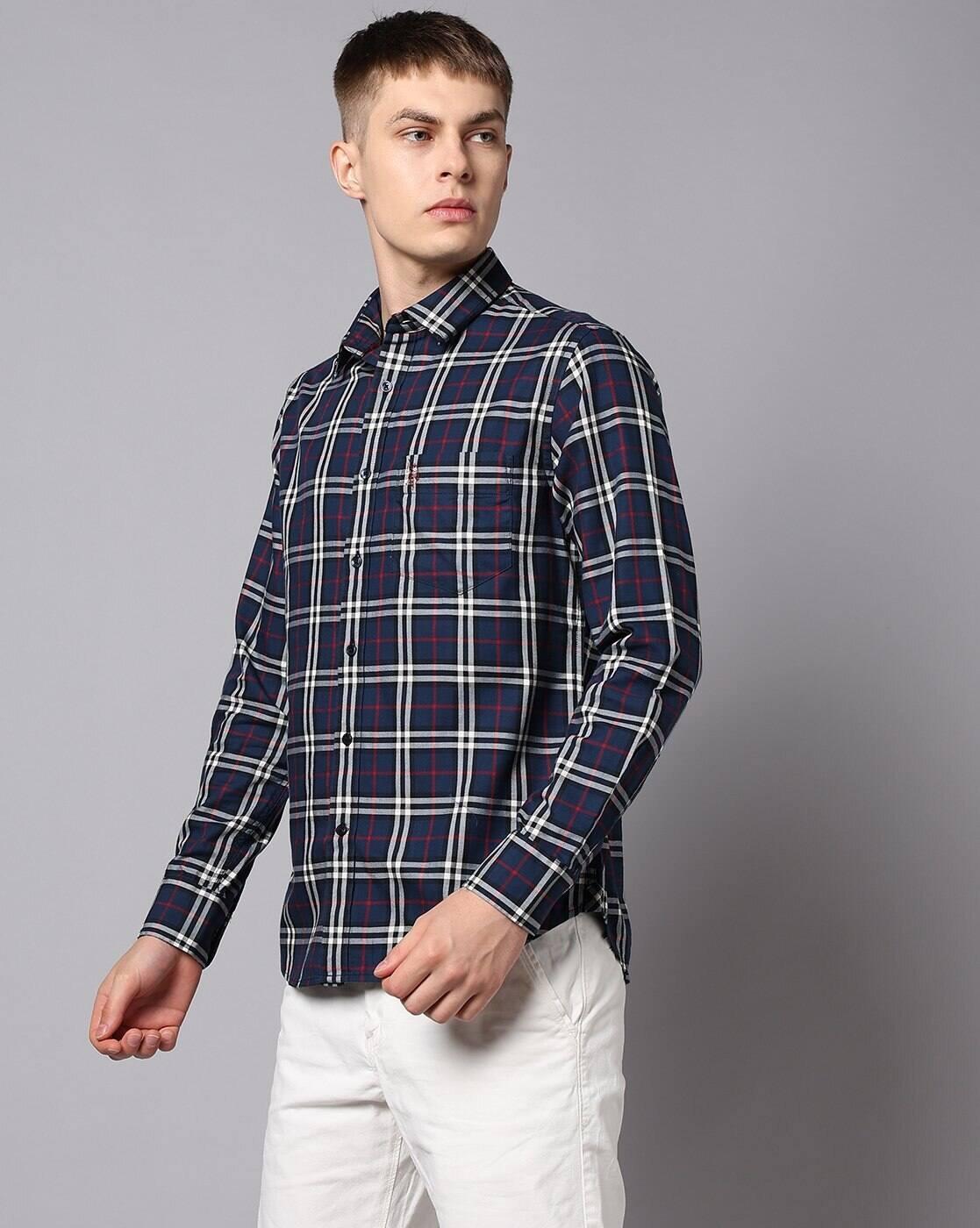 Men Checked Tailored Fit Shirt with Patch Pocket