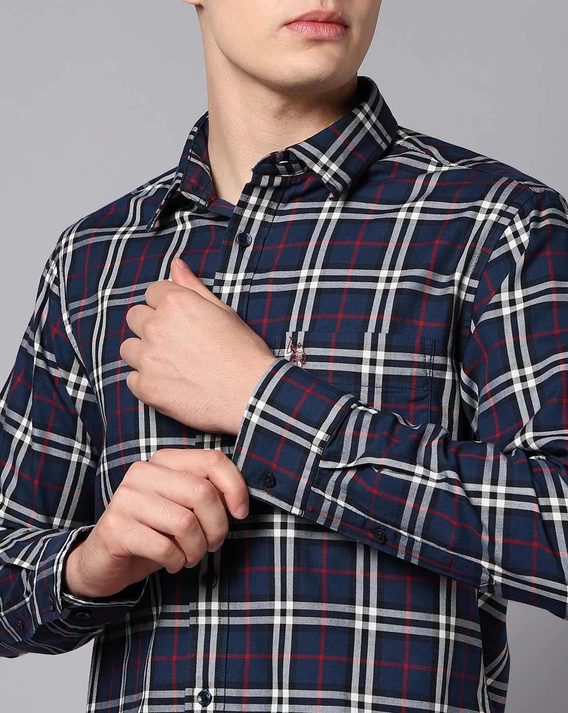 Men Checked Tailored Fit Shirt with Patch Pocket