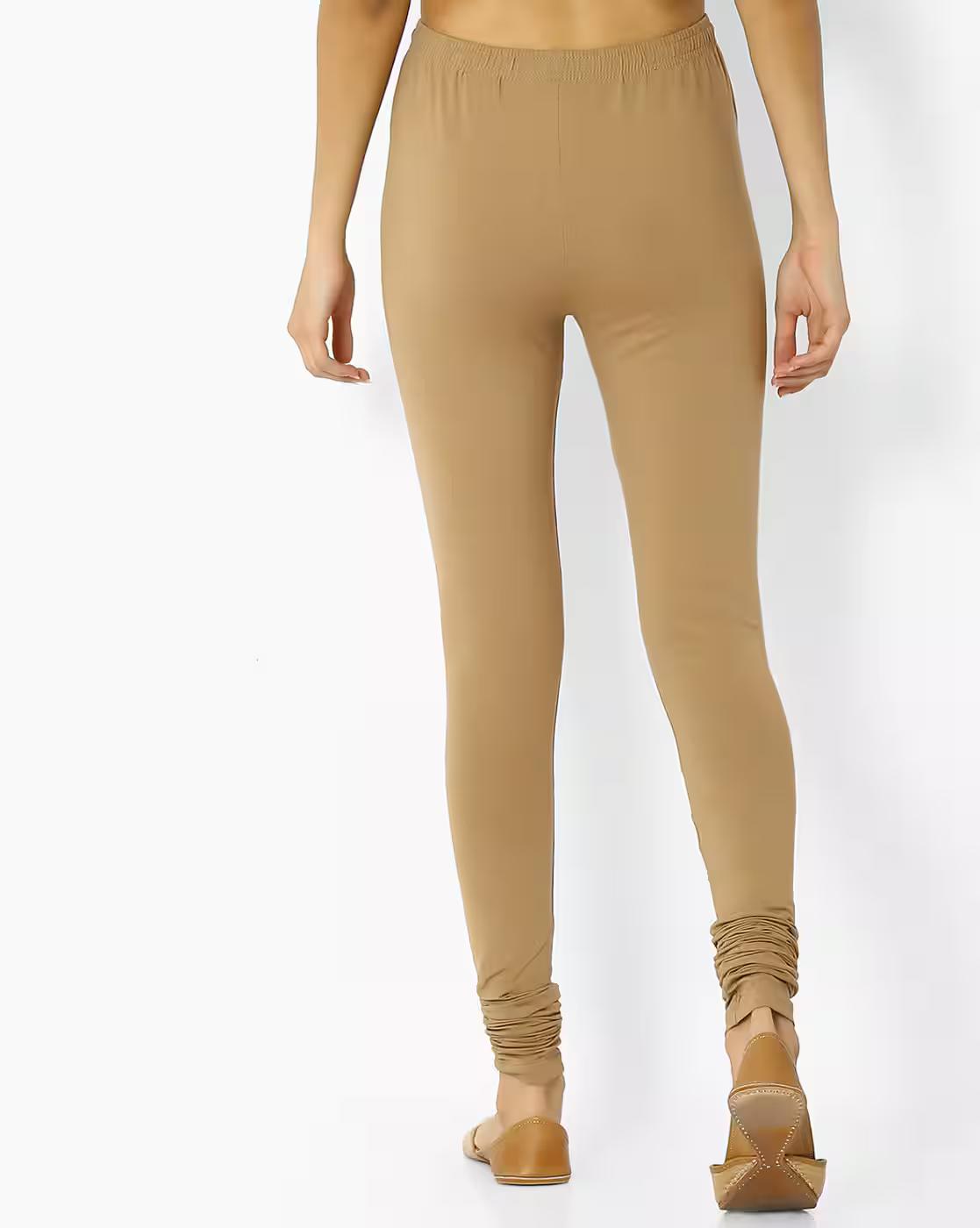 KNIT CHURIDAR, KHAKI, M
