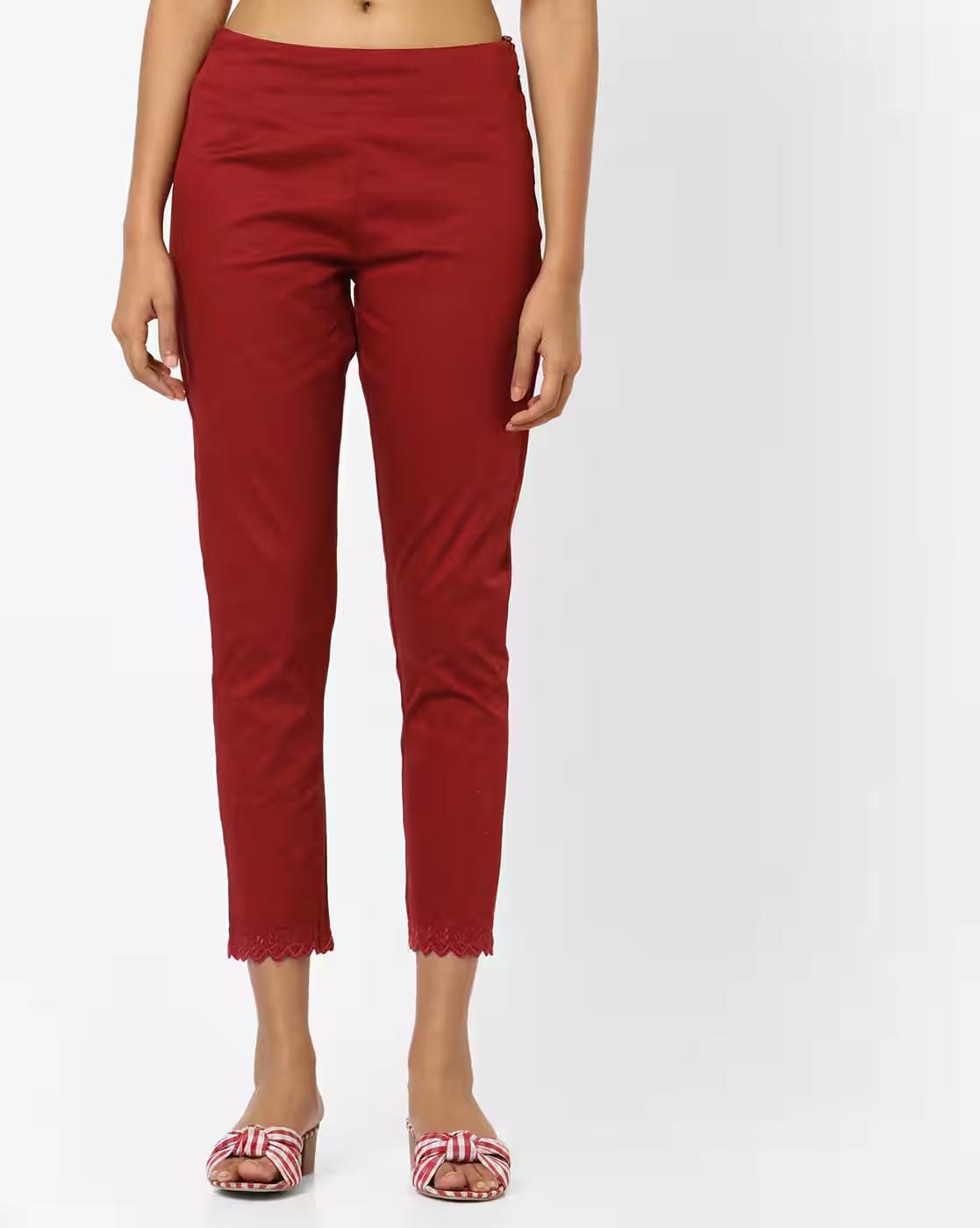 Mid-Rise Pants with Semi-Elasticated Waist