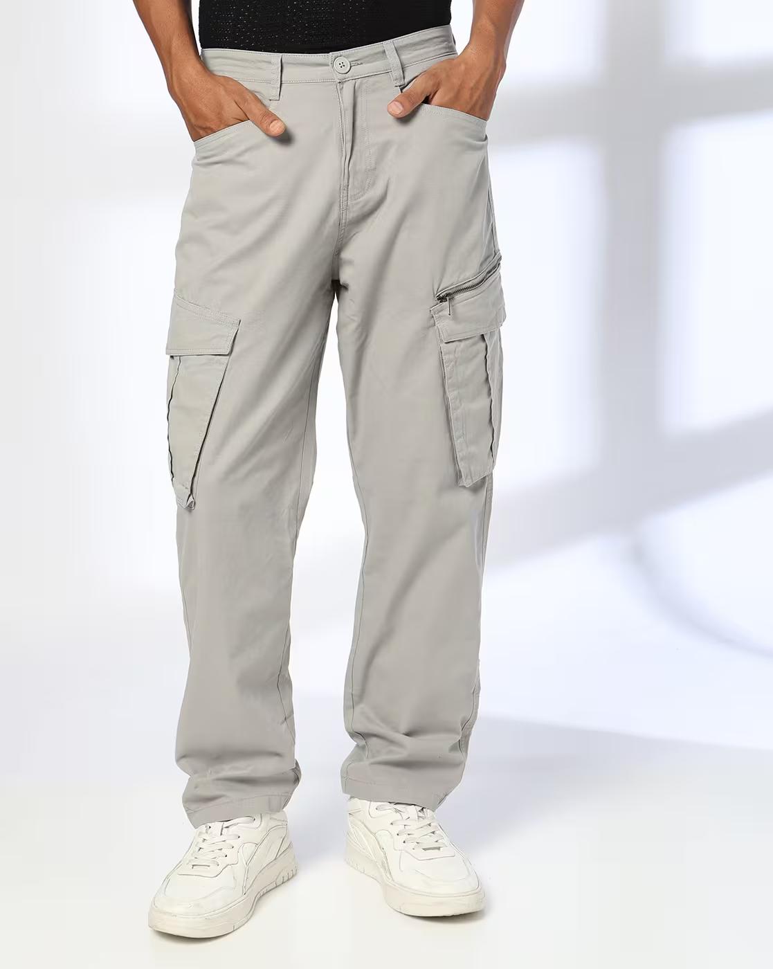 Men Loose Fit Flat-Front Cargo Pants