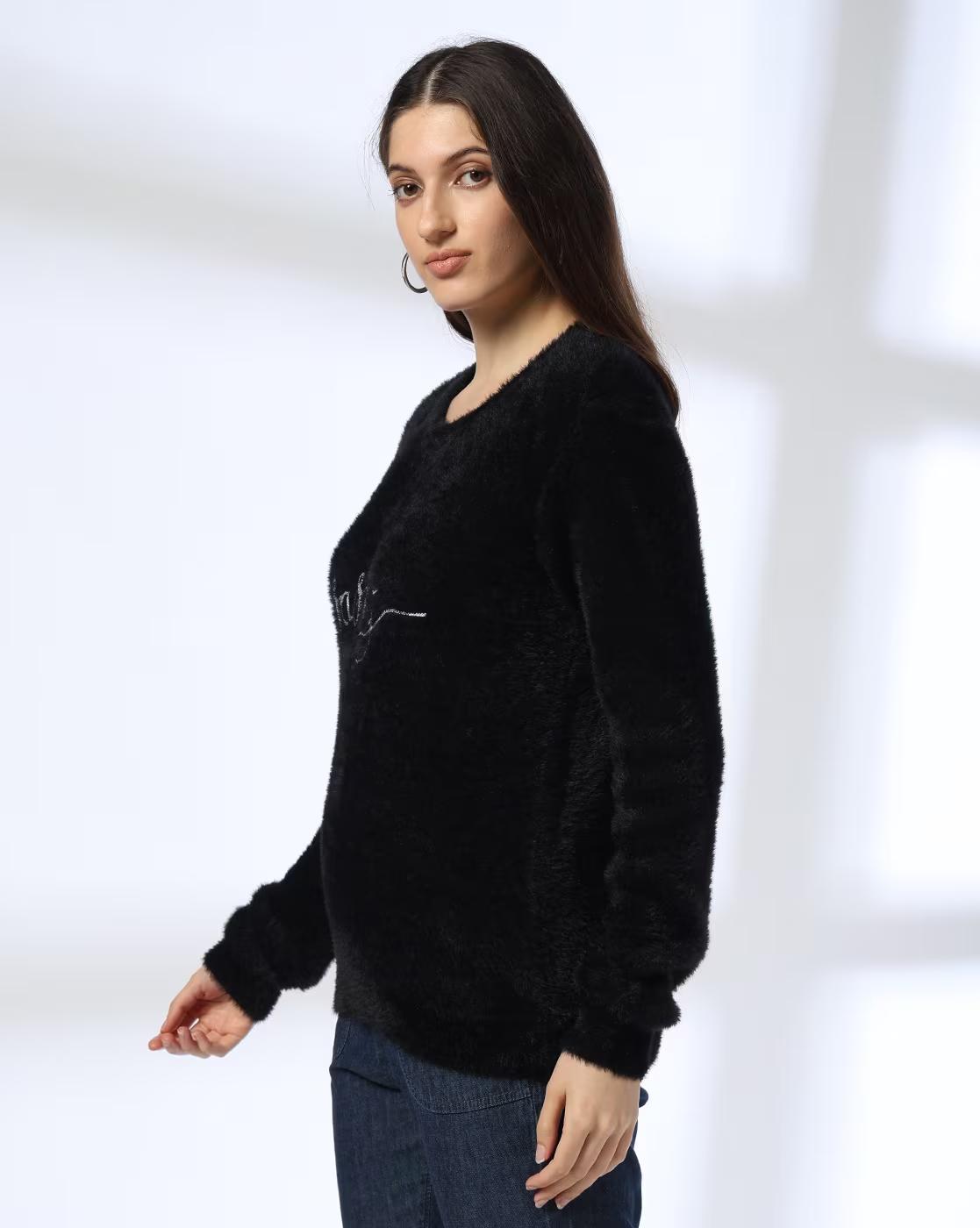 Women Embroidered Regular Fit Pullover