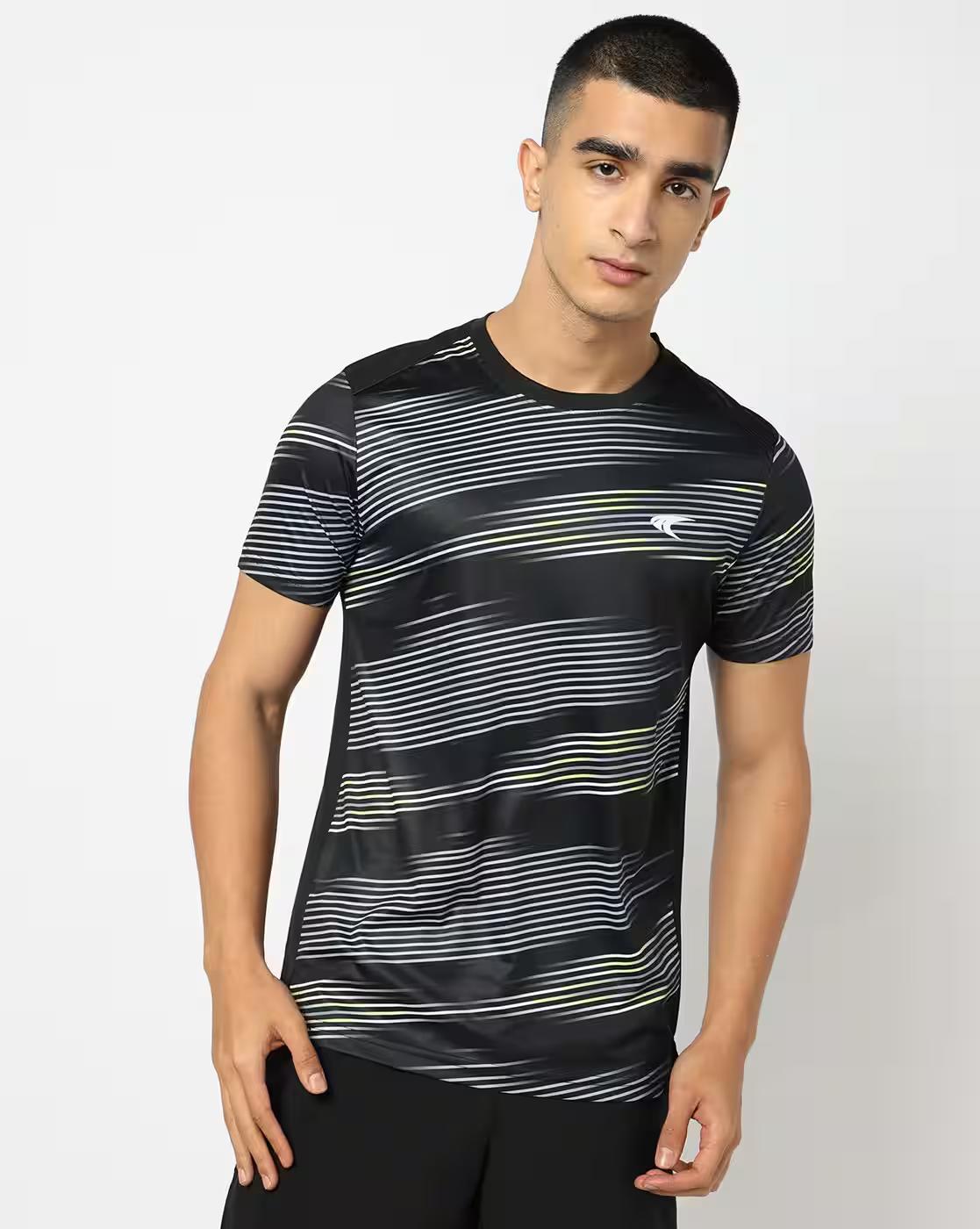 Men Striped Regular Fit Crew-Neck T-Shirt