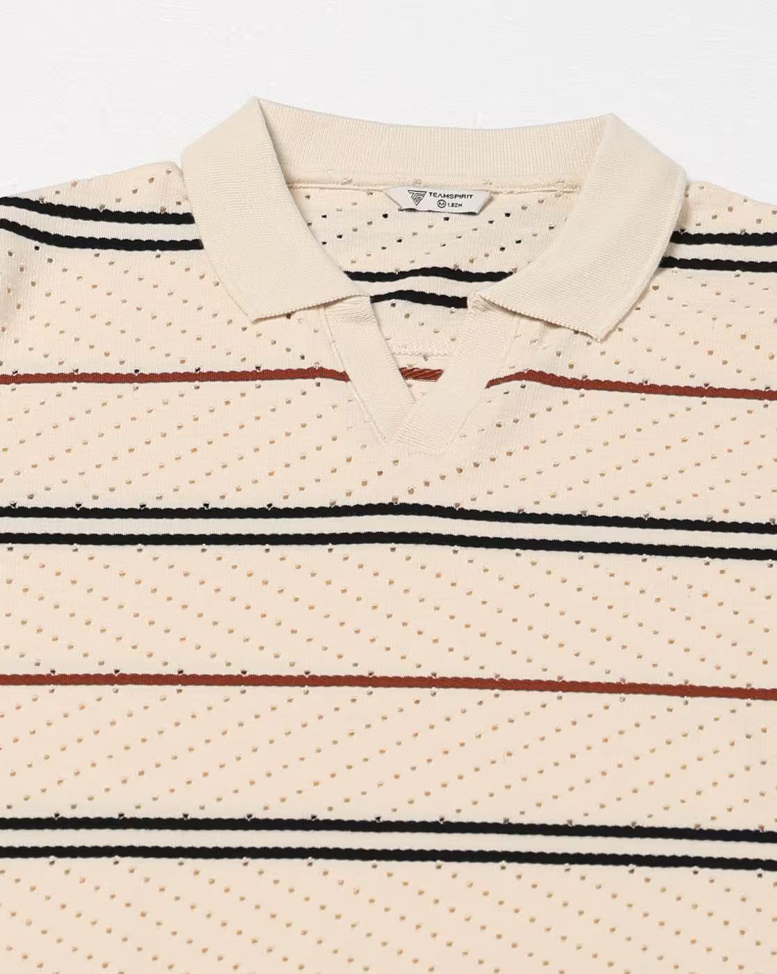 Men Zig Zag Striped Regular Fit Polo T-Shirt