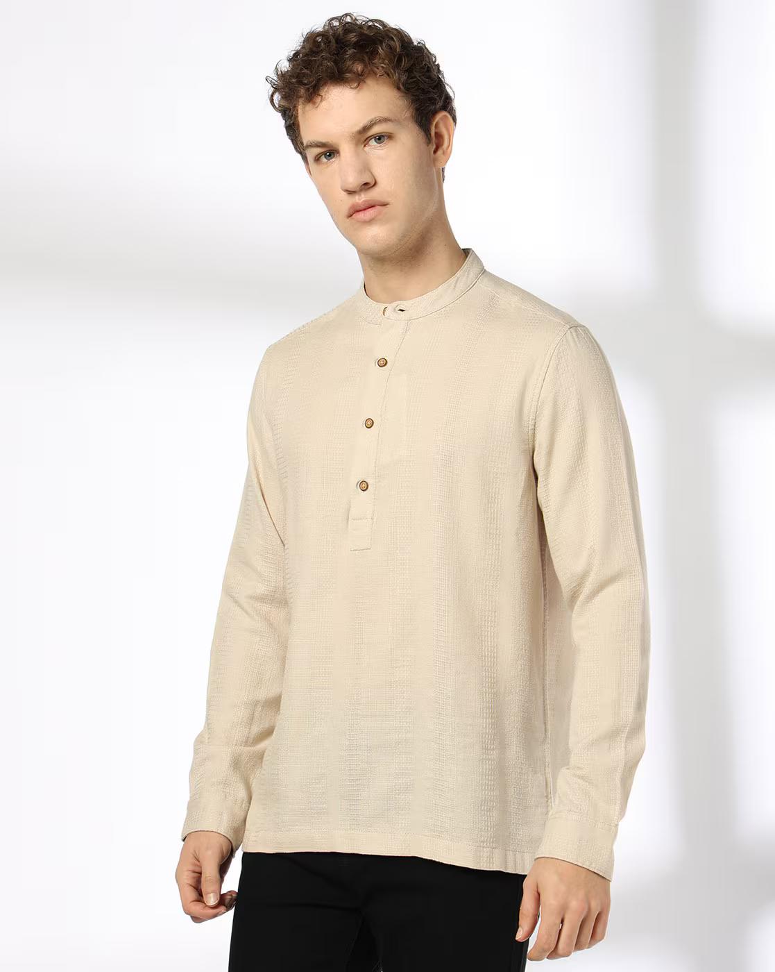 SS25 3 FS KURTA SHIRT, KHAKI, M