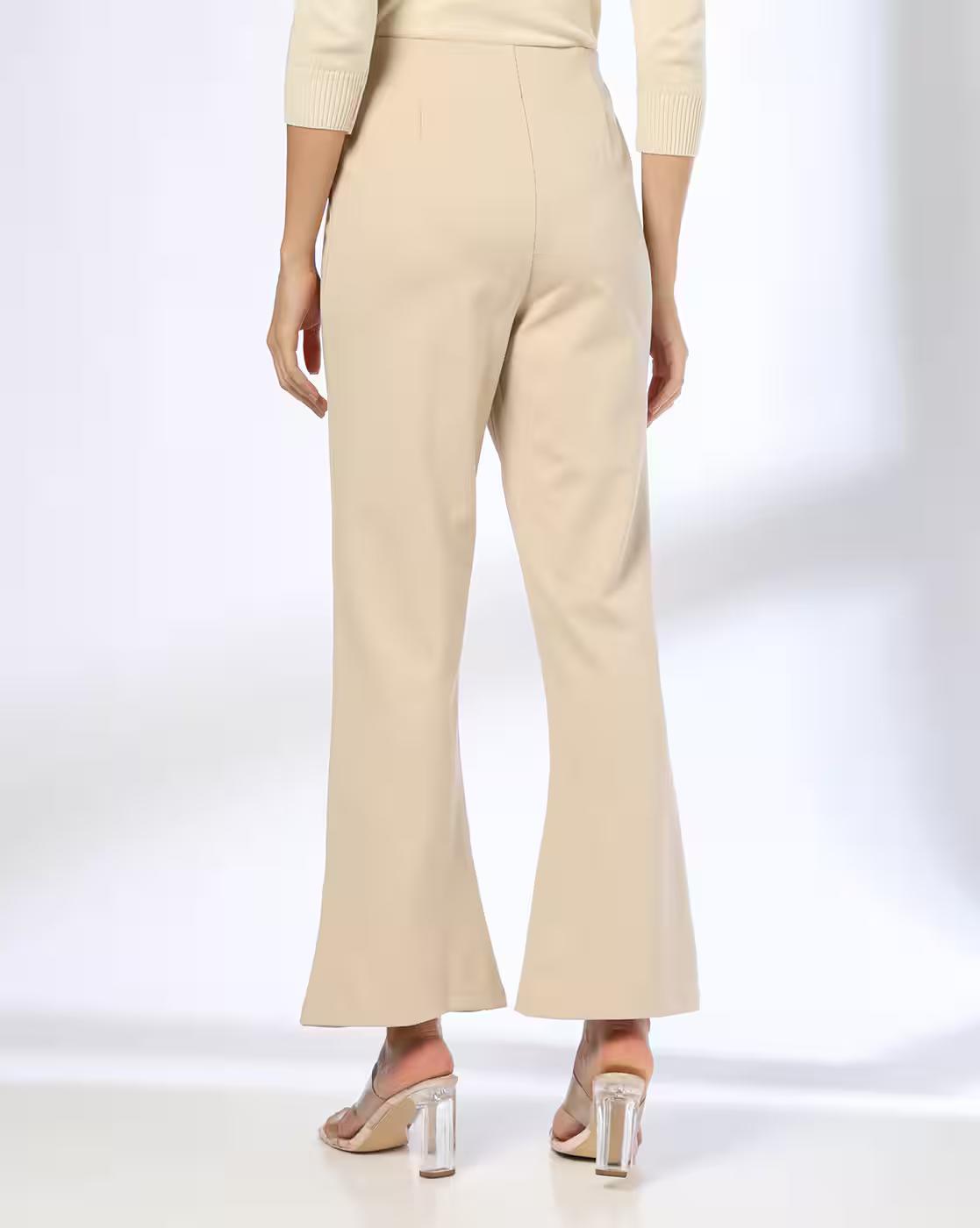 Women Straight Fit Flat-Front Pants