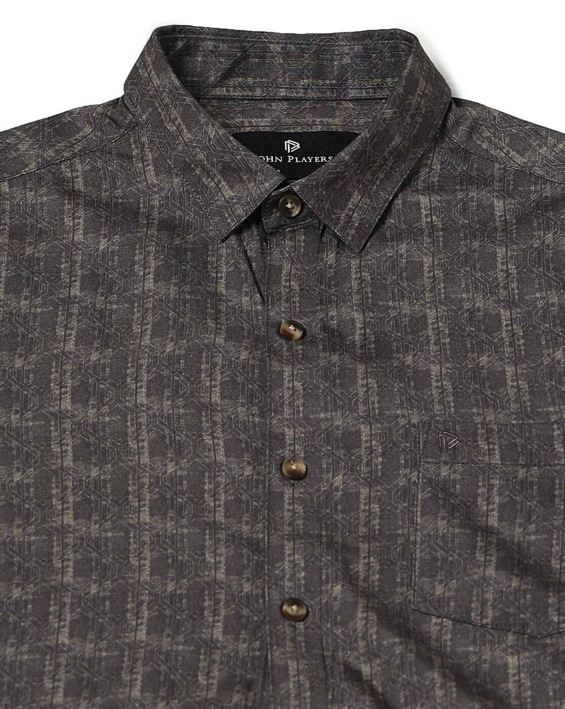 Men All-Over Print Slim Fit Shirt with Patch Pocket