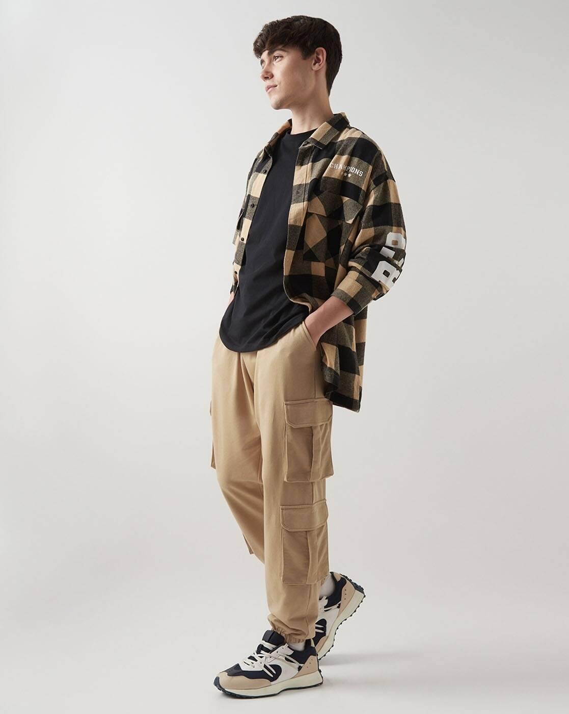 Men Ginger Root Super Loose Fit Cargo Joggers
