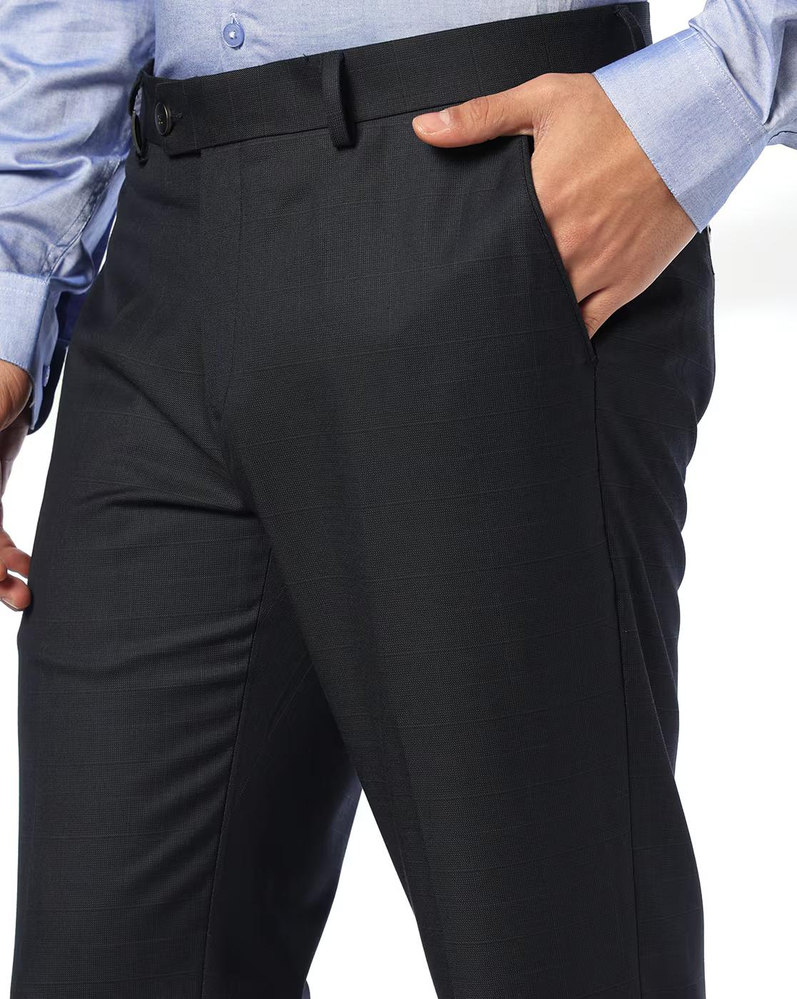Men Slim Fit Flat-Front Trousers
