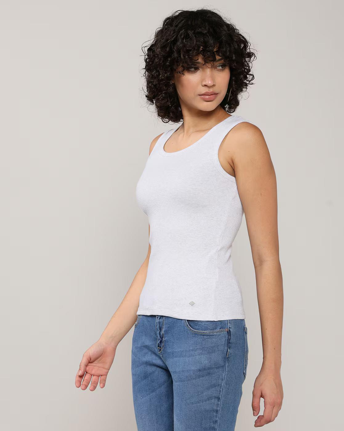 Women Ribbed Regular Fit Tank T-Shirt