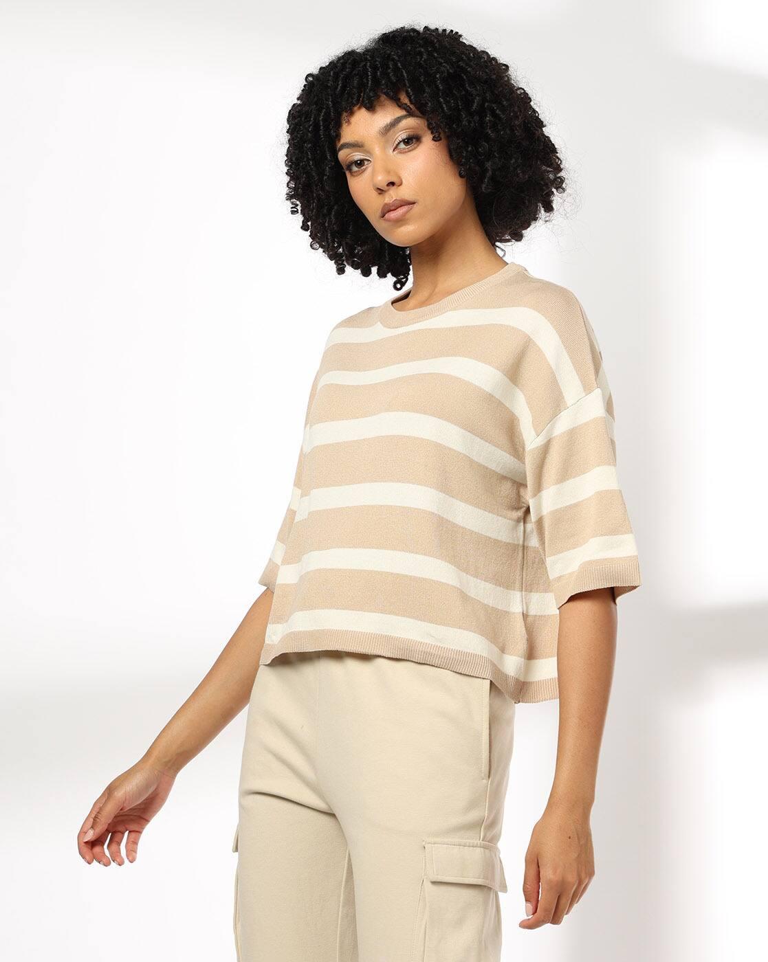 Women Striped Boxy Fit Pullover