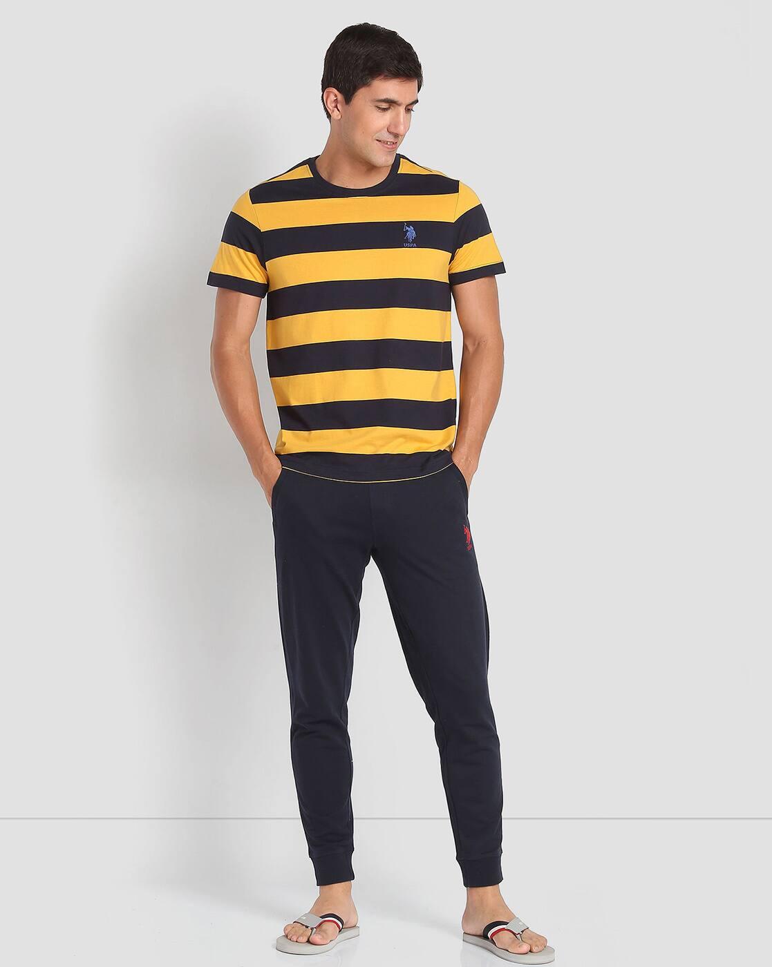 Men Striped Regular Fit Crew-Neck T-Shirt