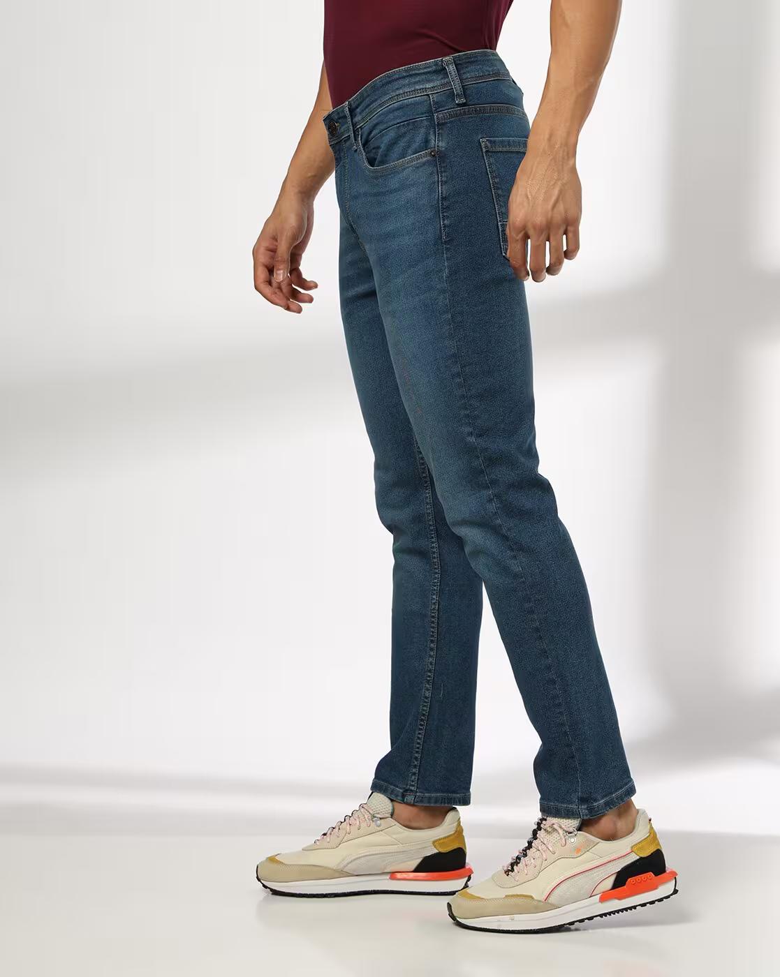 Men Lightly Washed Slim Fit Jeans