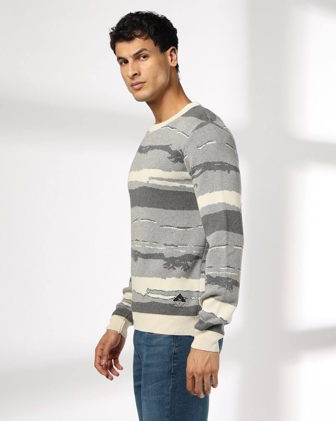 CREW NECK JACQUARD FK DXFK18, GREY, L