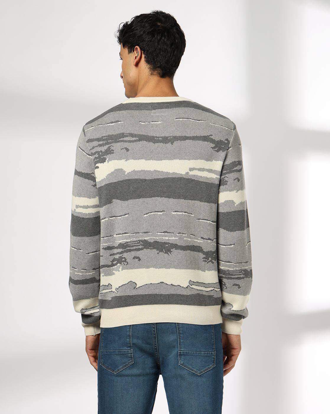 CREW NECK JACQUARD FK DXFK18, GREY, L