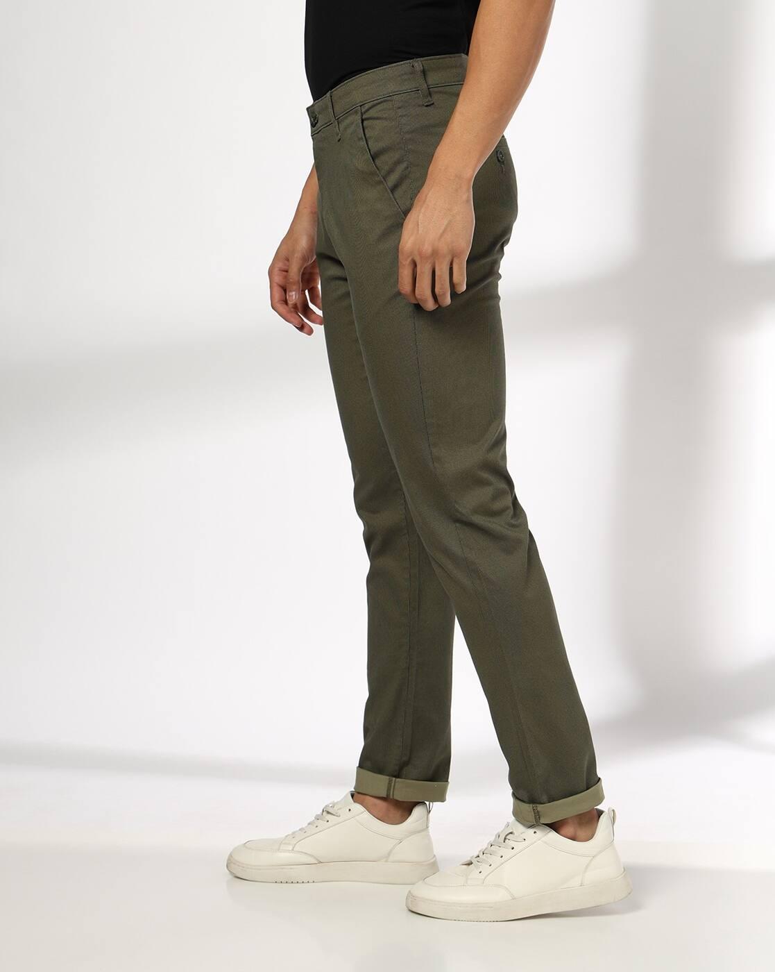 Men Slim Fit Flat-Front Chinos