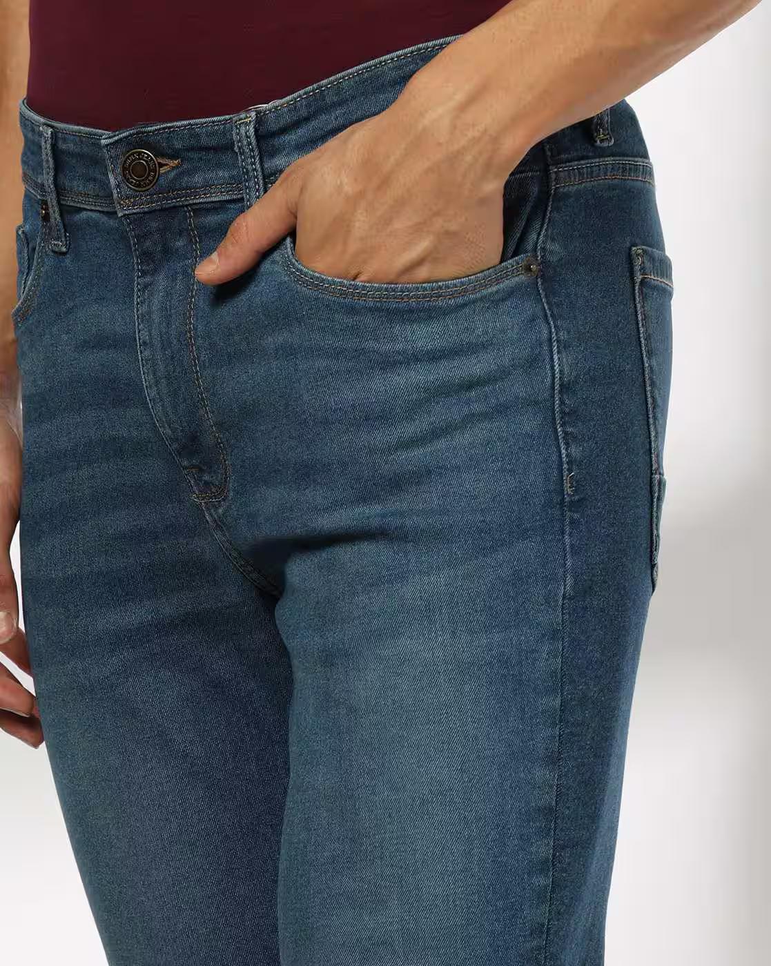 Men Lightly Washed Slim Fit Jeans