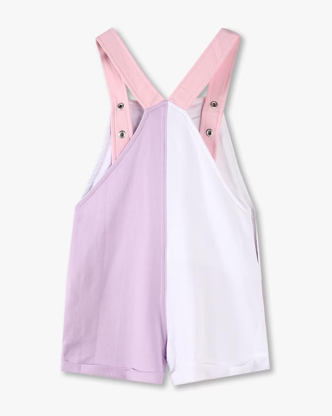 Girls Kuromi Print Regular Fit Dungaree with T-Shirt Set