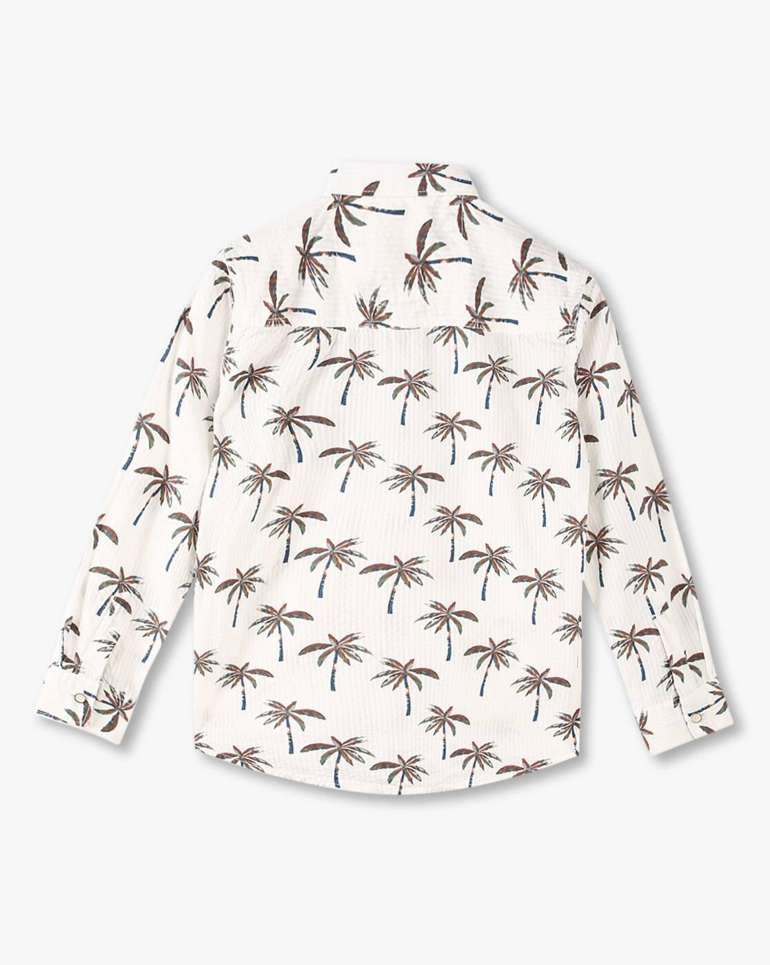 Boys All-Over Print Slim Fit Shirt with Patch Pocket