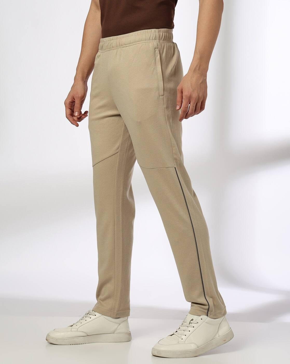 Men Straight Track Pants with Side Piping
