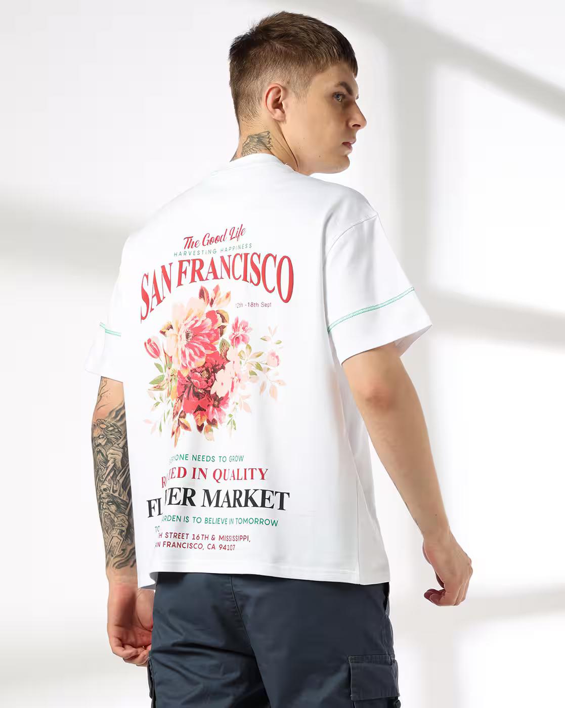 TEES10 FLOWER MARKET TEE, WHITE, XXL
