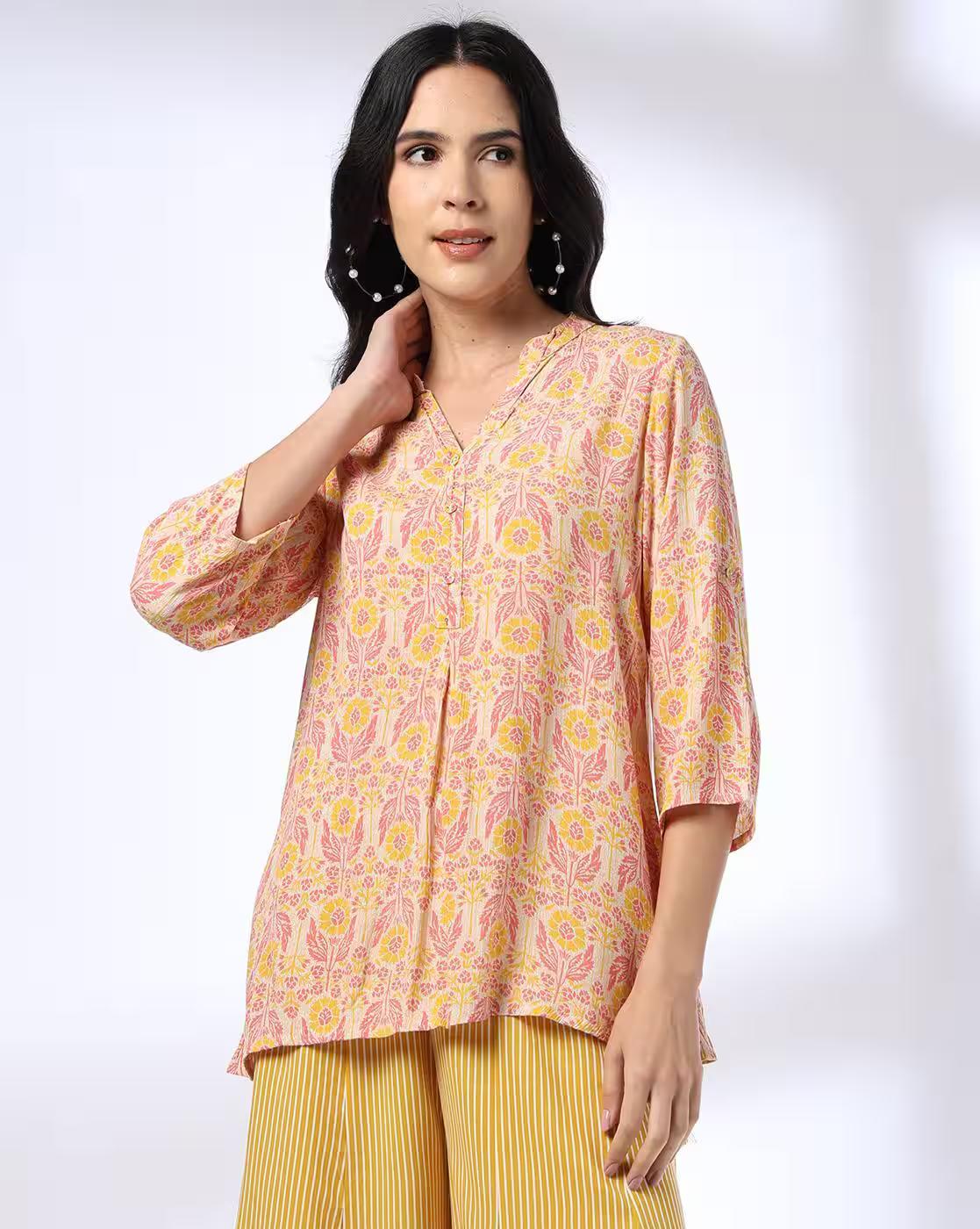 RAYON CREPE KURTI, ECRU, S