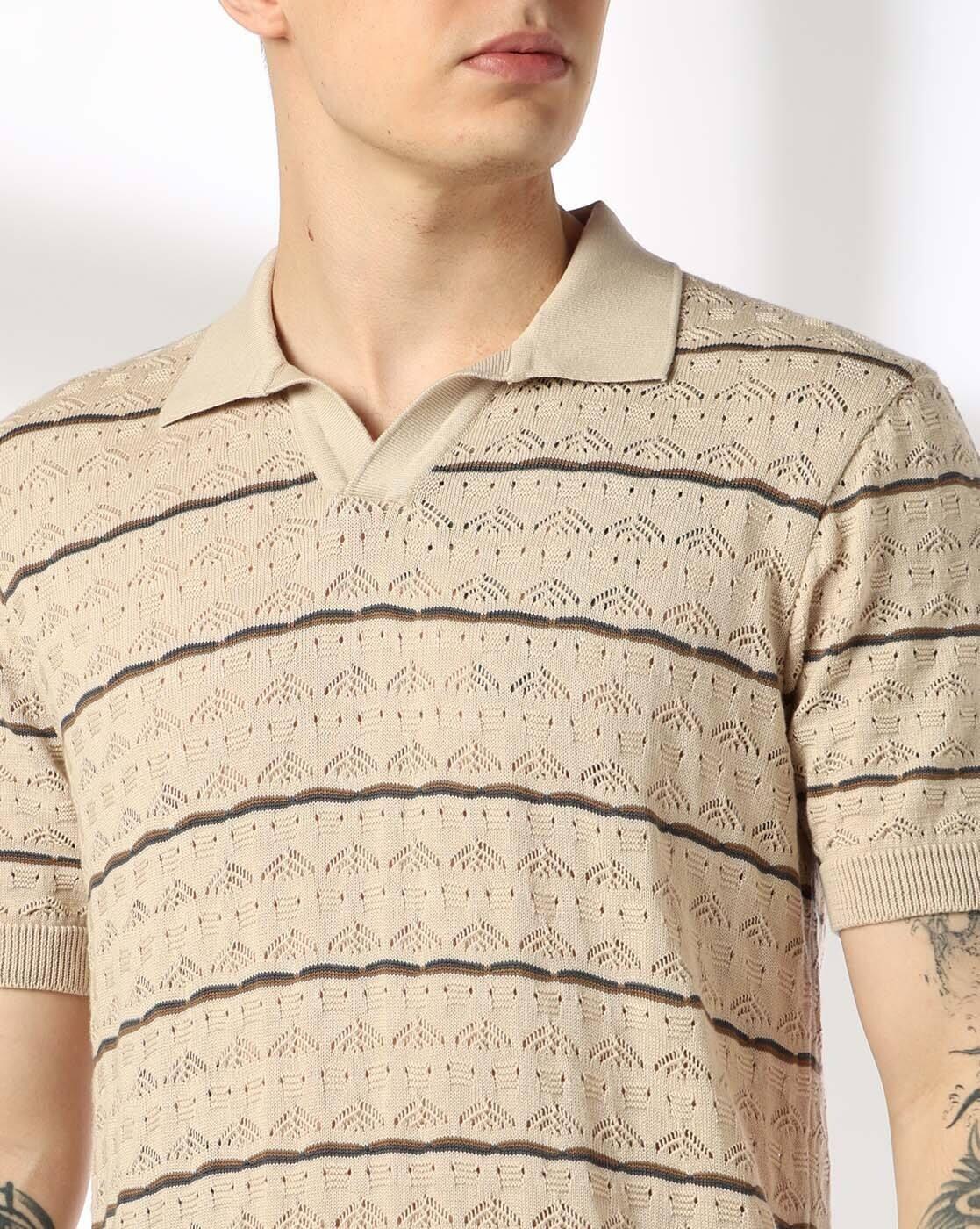 STR WAVY STRIPE JOHNNY CLR FL, BEIGE, XL