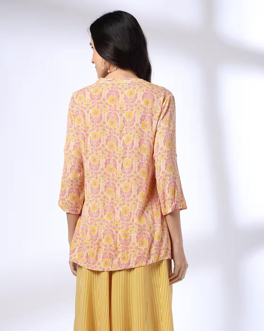 RAYON CREPE KURTI, ECRU, S