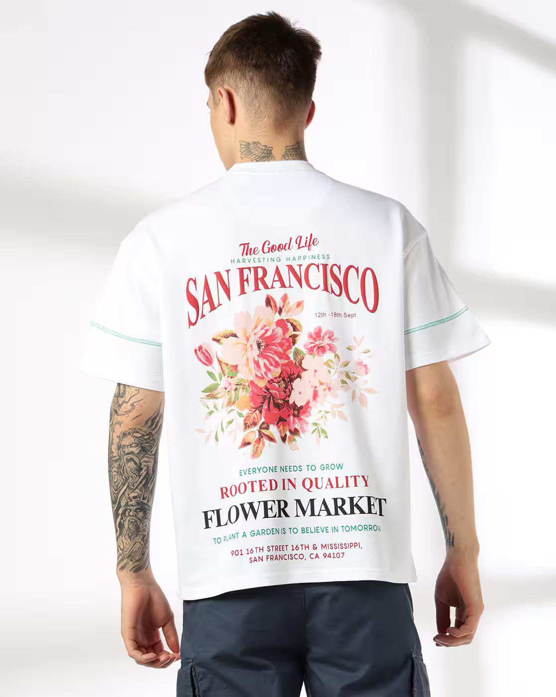 TEES10 FLOWER MARKET TEE, WHITE, XXL