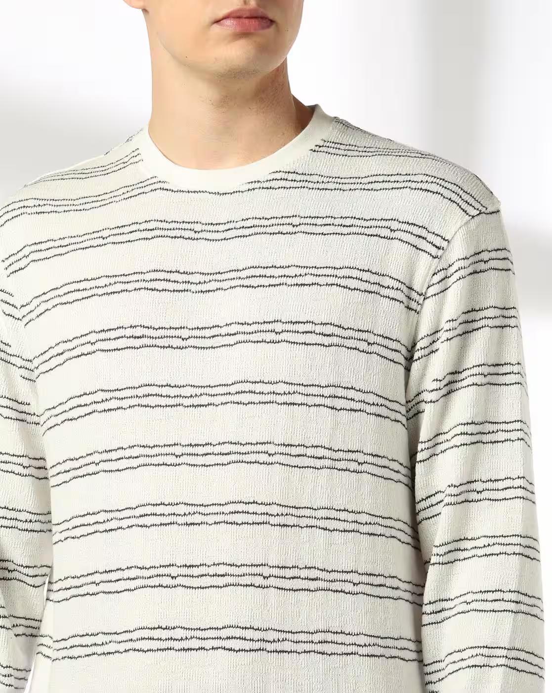 HEARTBEAT STRIPES ULT SWEAT, WHITE, L