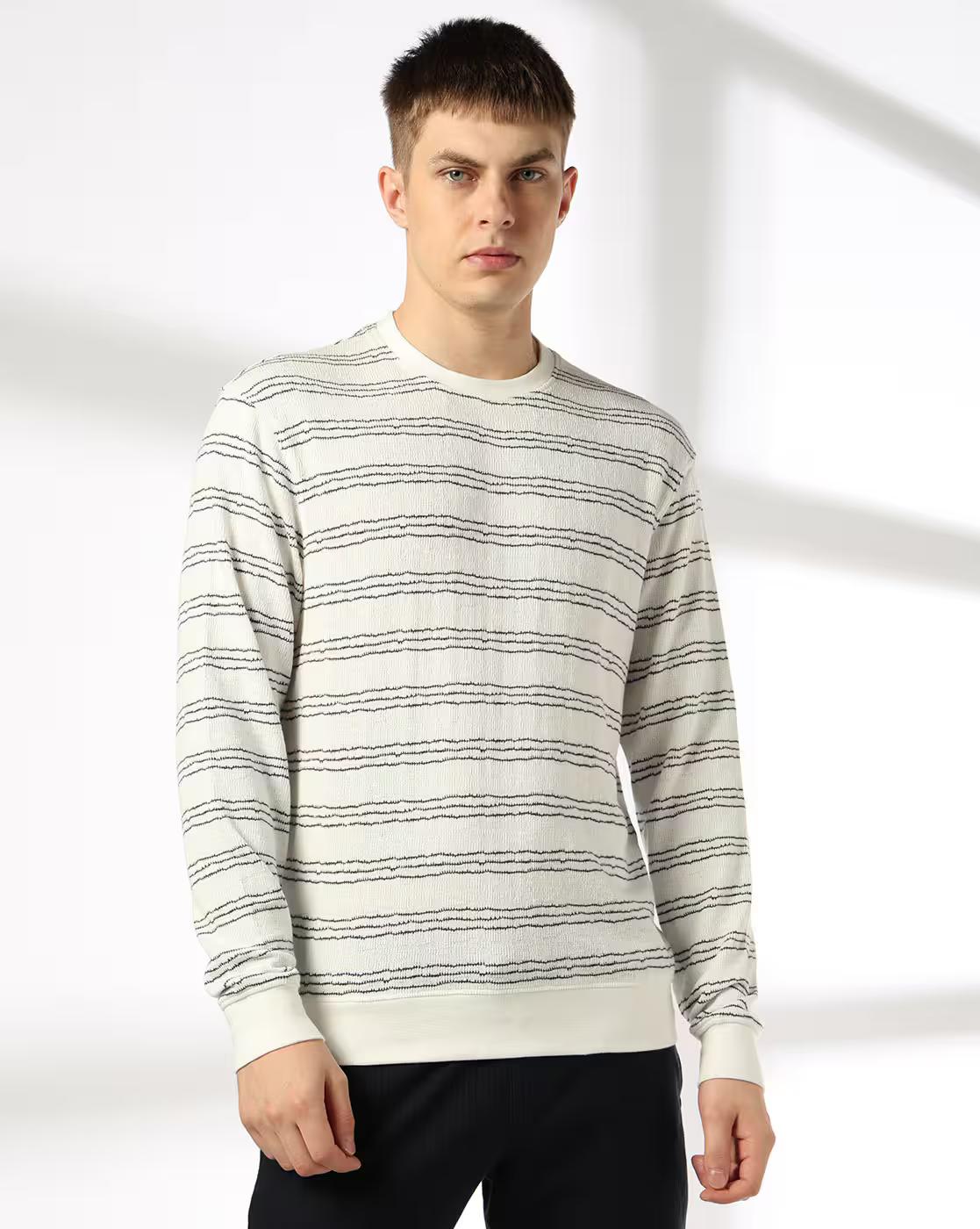 HEARTBEAT STRIPES ULT SWEAT, WHITE, L