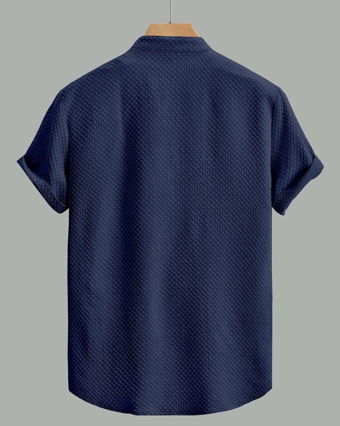 Men Regular Fit Shirt with Mandarin Collar