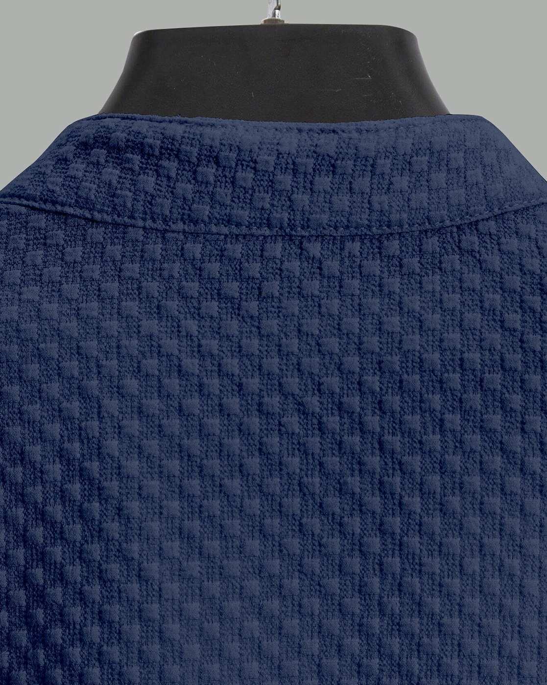 Men Regular Fit Shirt with Mandarin Collar