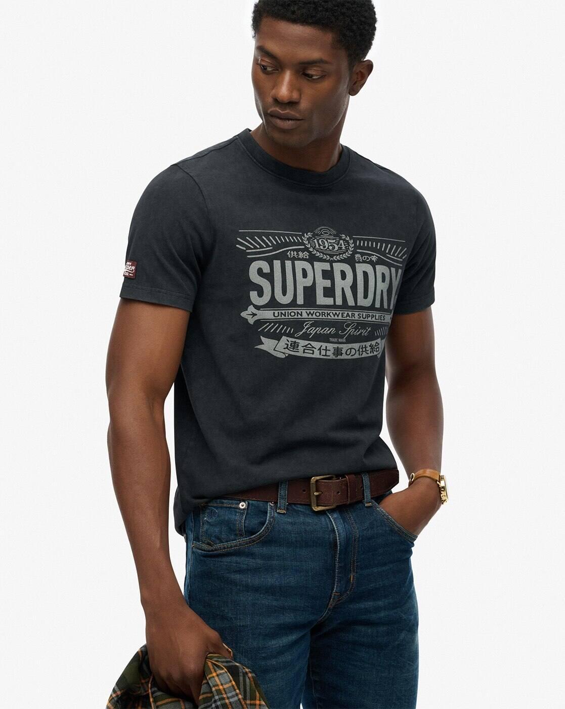 Men Heritage Brand Print Relaxed Fit Crew-Neck T-Shirt