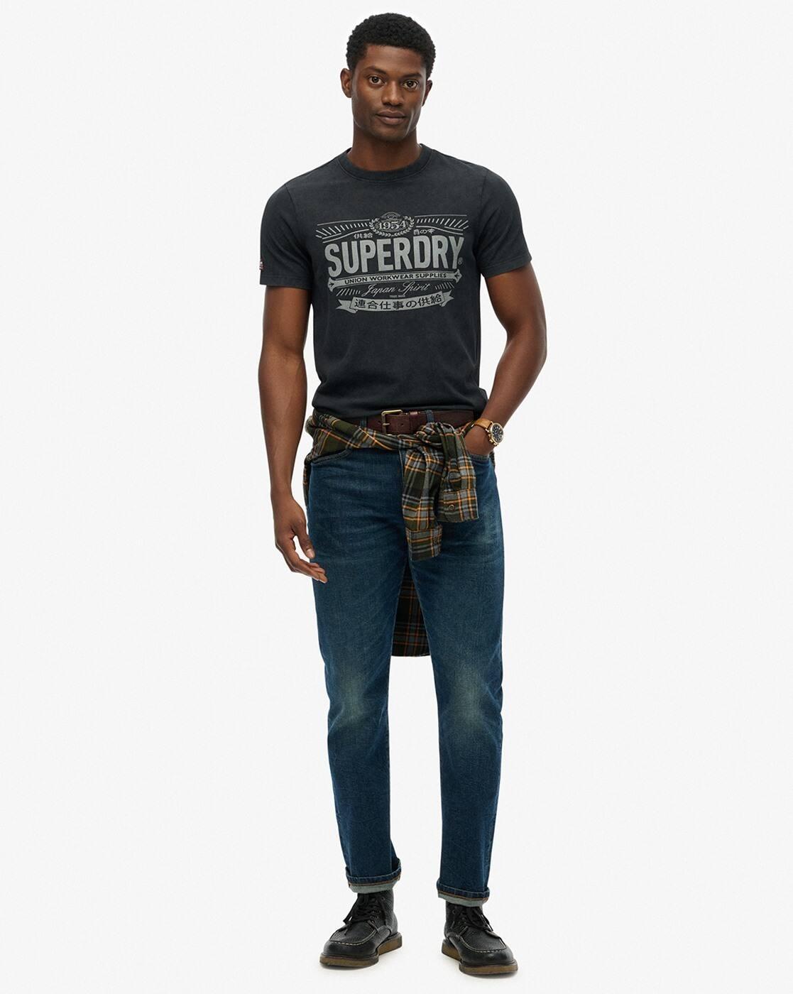 Men Heritage Brand Print Relaxed Fit Crew-Neck T-Shirt