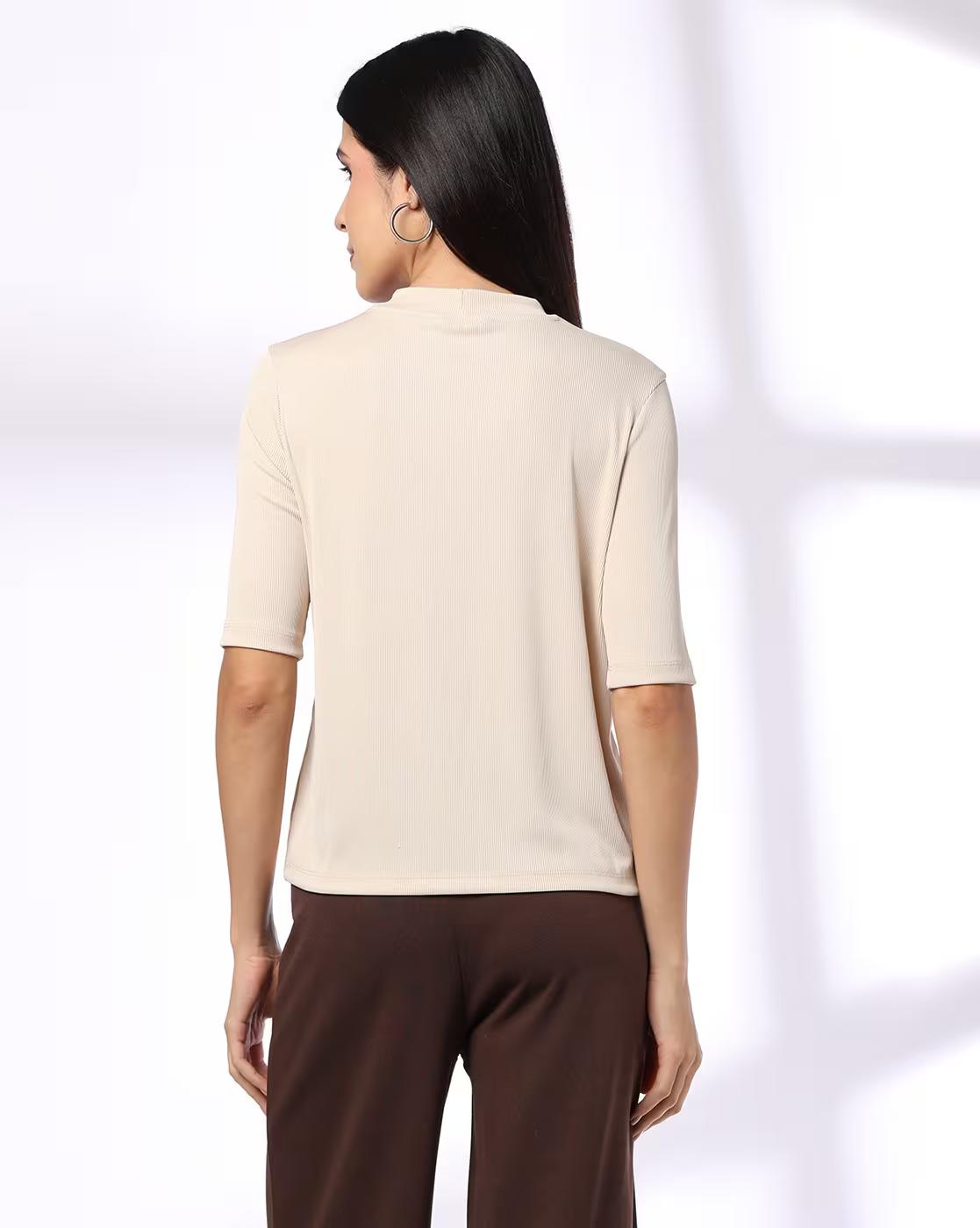 Women Relaxed Fit High-Neck Sweatshirt