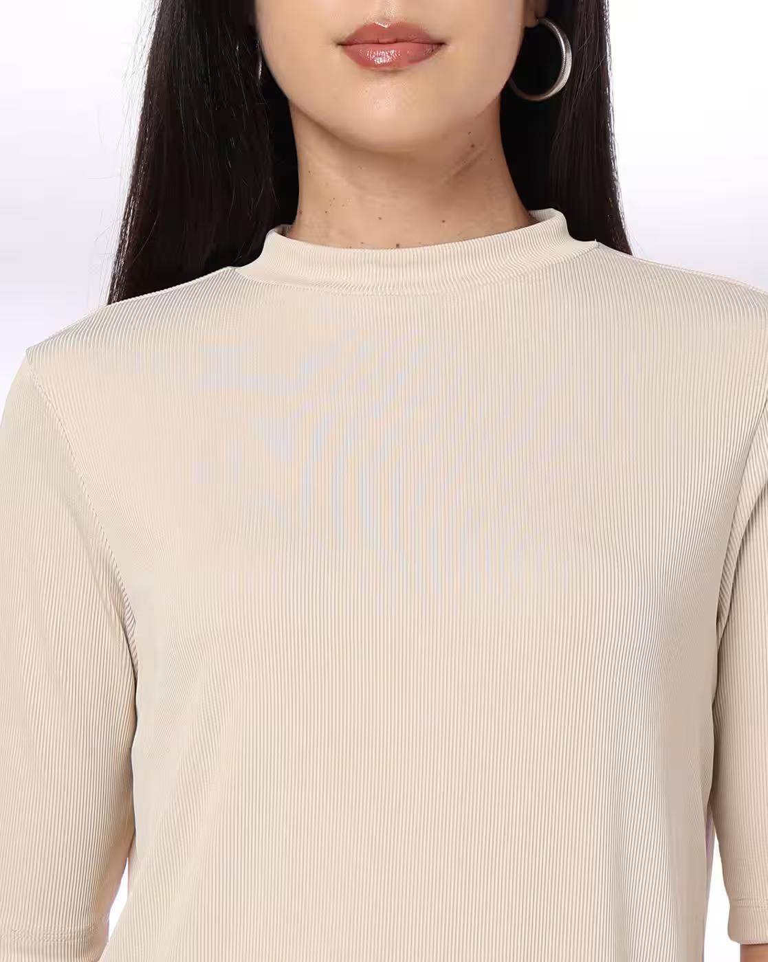 Women Relaxed Fit High-Neck Sweatshirt