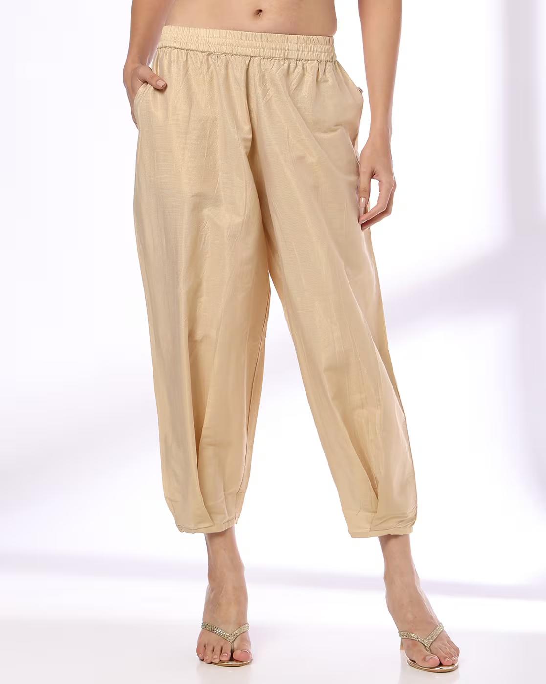 INVERTED BOX PLEAT AFGHAN SALWA, GOLD, L