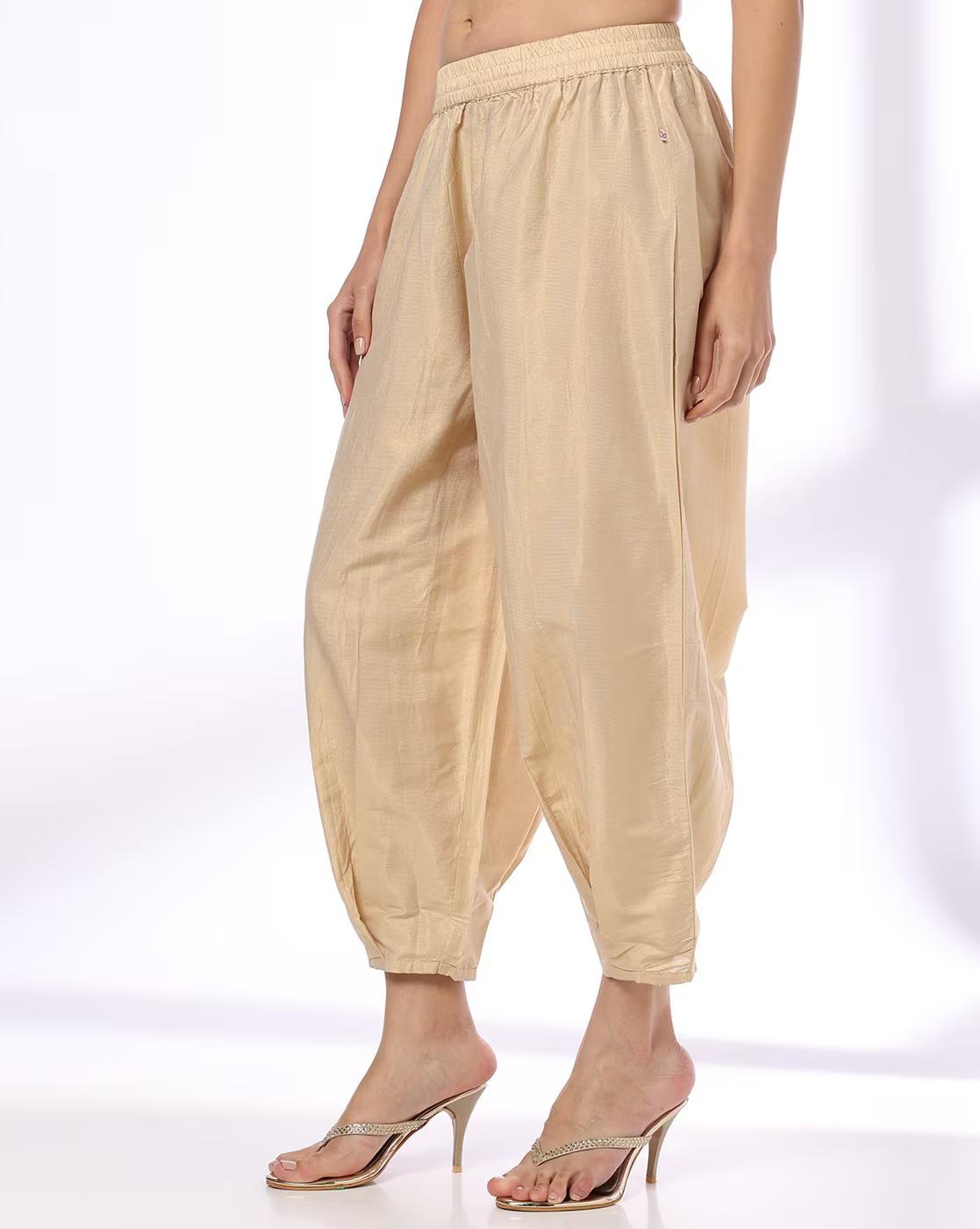 INVERTED BOX PLEAT AFGHAN SALWA, GOLD, L