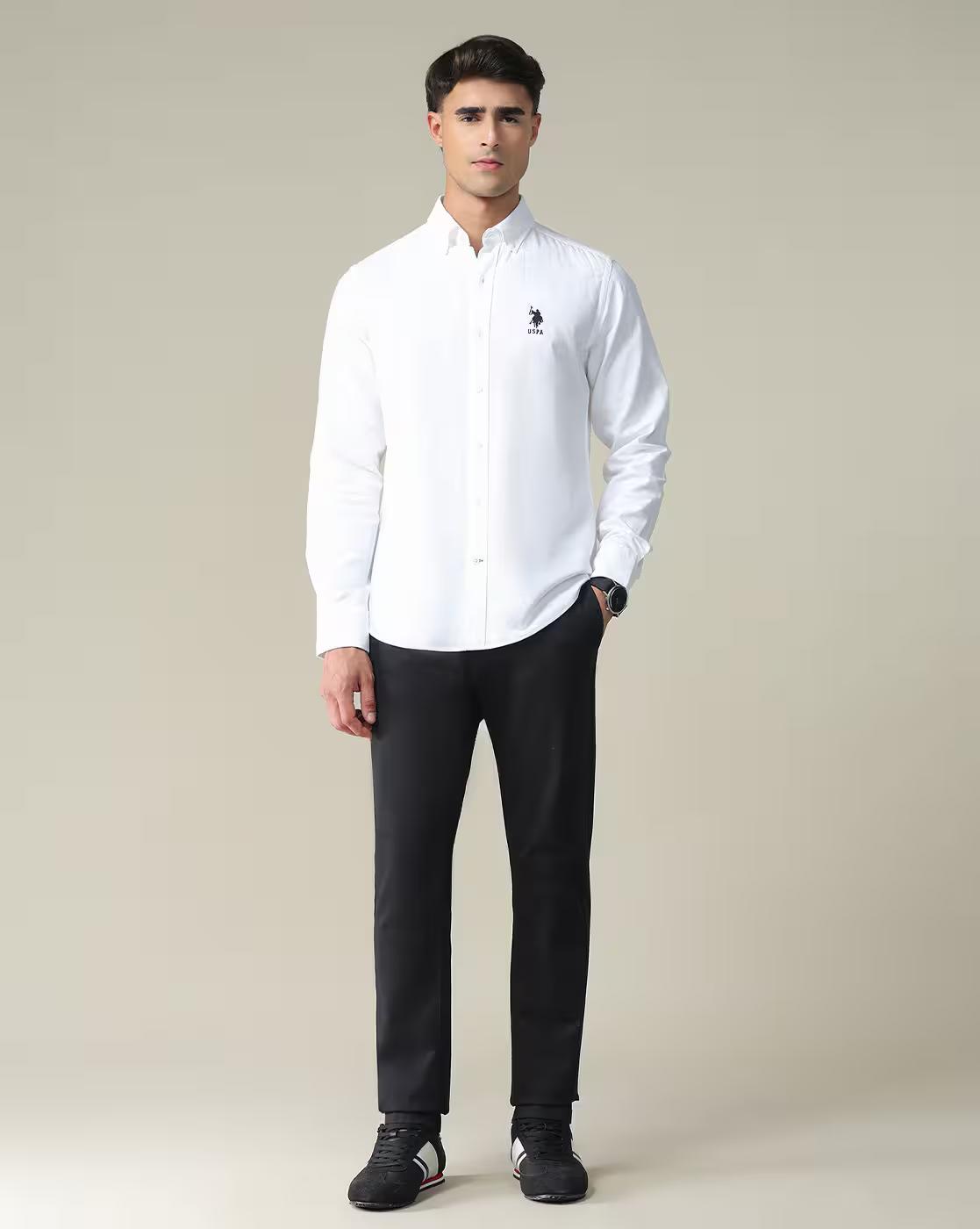 Men Logo Embroidered Slim Fit Shirt