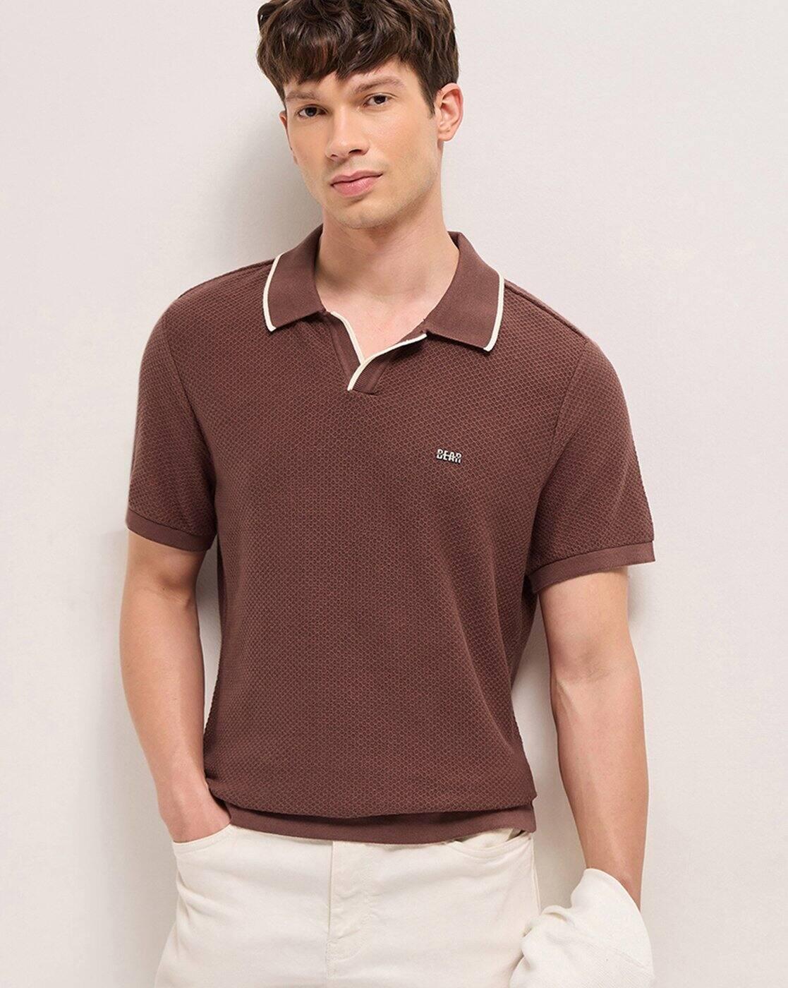 Men Self-design Regular Fit Polo T-shirt