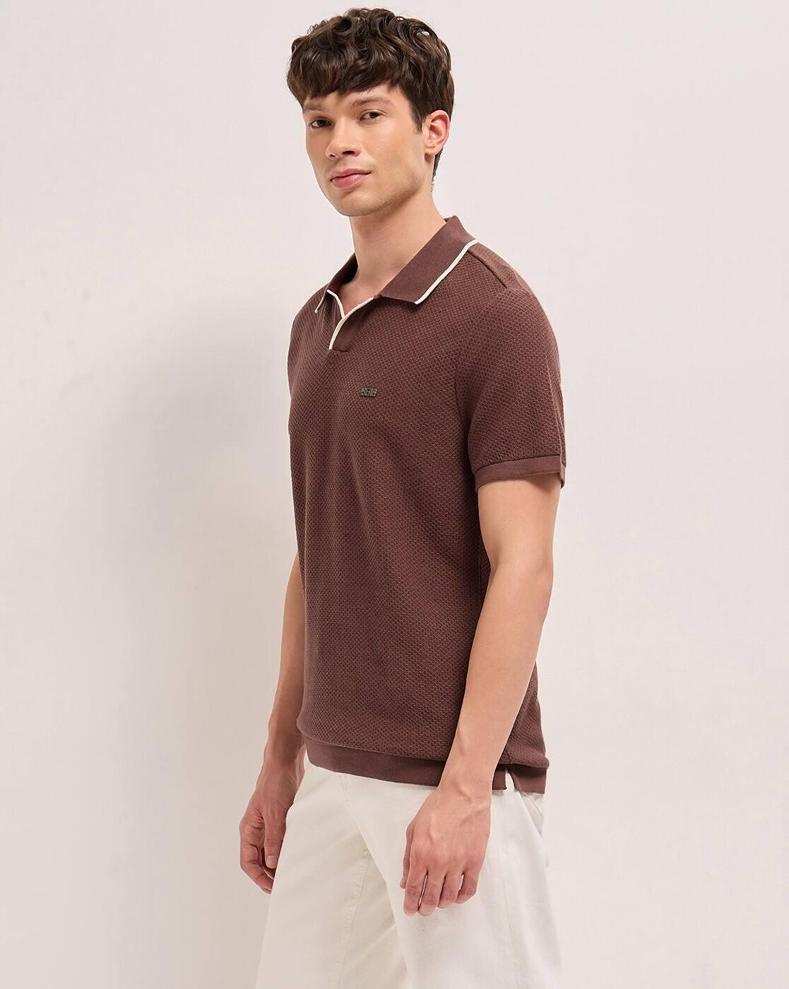 Men Self-design Regular Fit Polo T-shirt