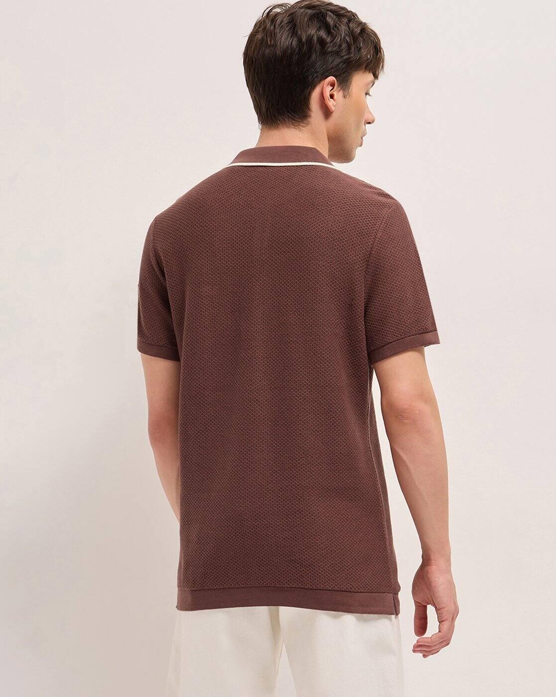 Men Self-design Regular Fit Polo T-shirt