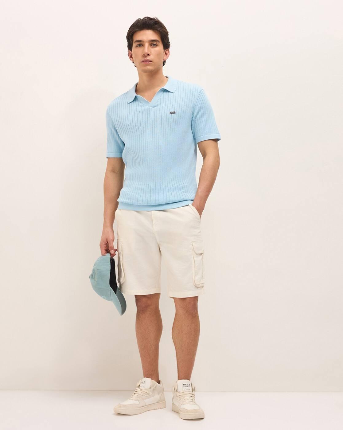 Men Self-design Regular Fit Polo T-shirt